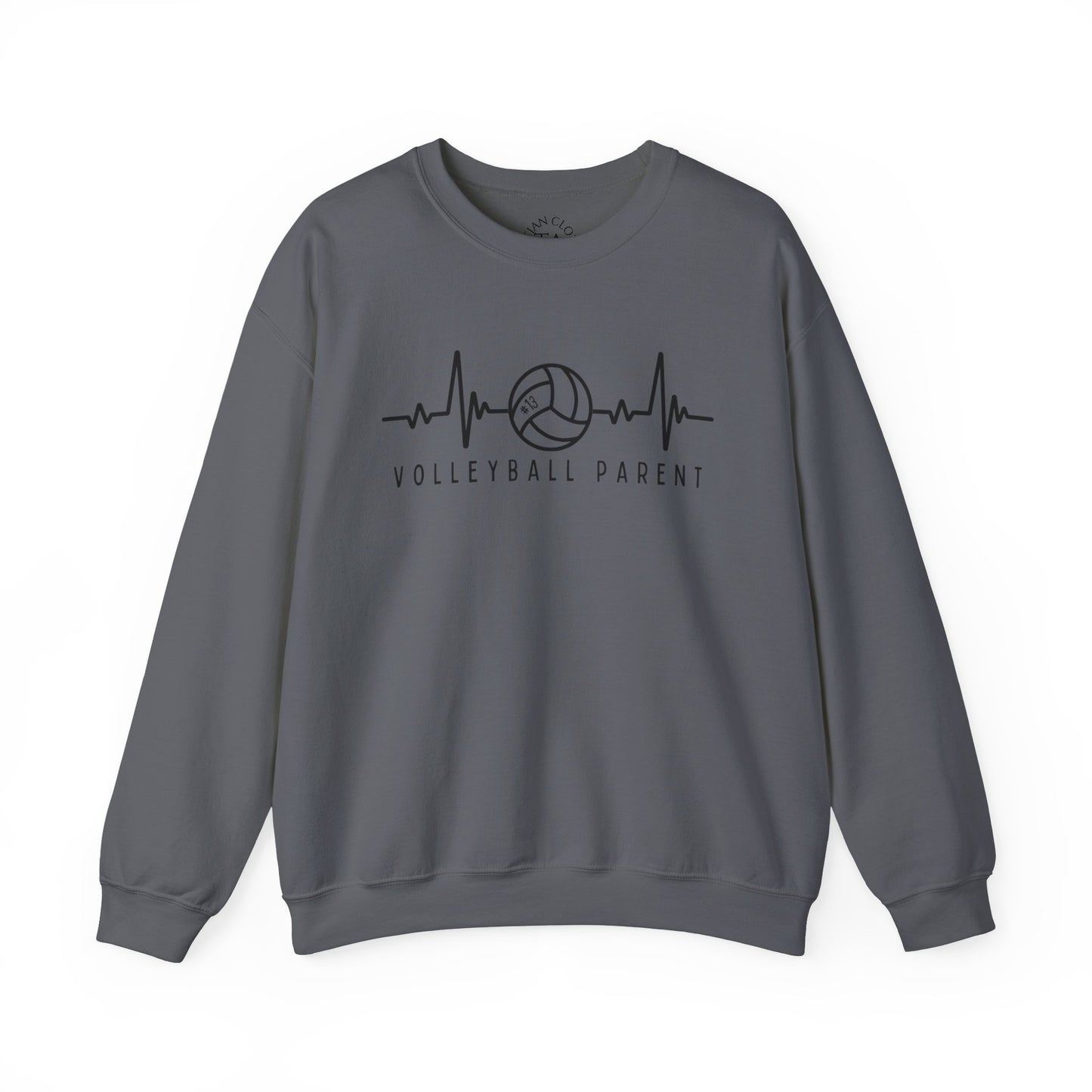 Volleyball Parent Heartbeat Sweatshirt Customizable, Cozy Gift for Sports Lovers, Perfect for Game Days, Unisex Crewneck, Soft and Stylish
