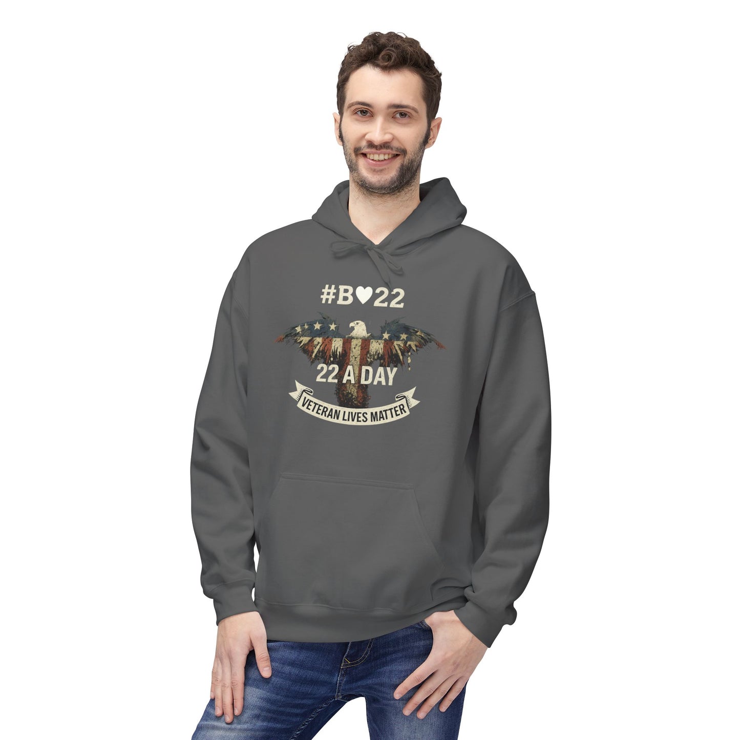 #B🤍22 Fleece Hoodie Veteran Lives Matter Sweatshirt