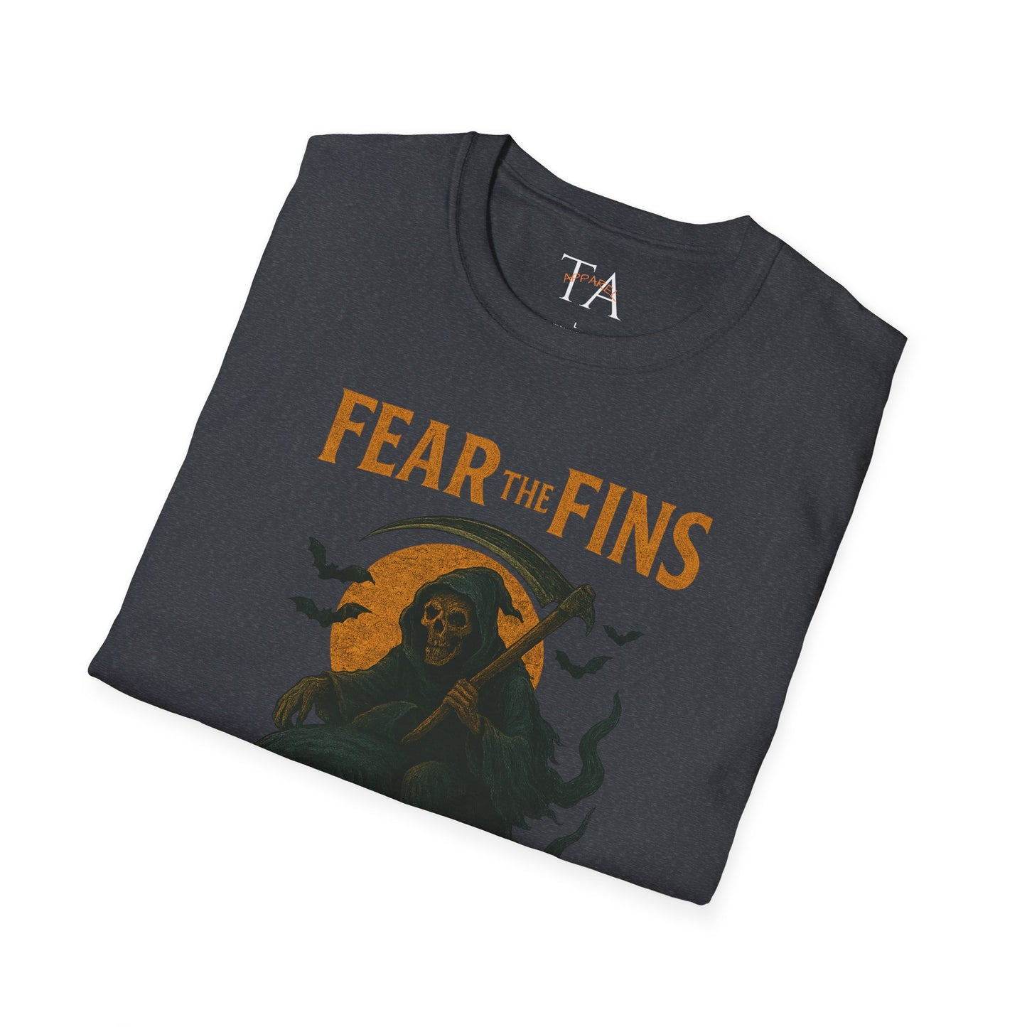 Miami Dolphins Halloween Unisex T-Shirt - Fear the Fins - Gifts for Ocean Lovers, Spooky Occasions, Casual Wear, Beach Parties, Horror Tee