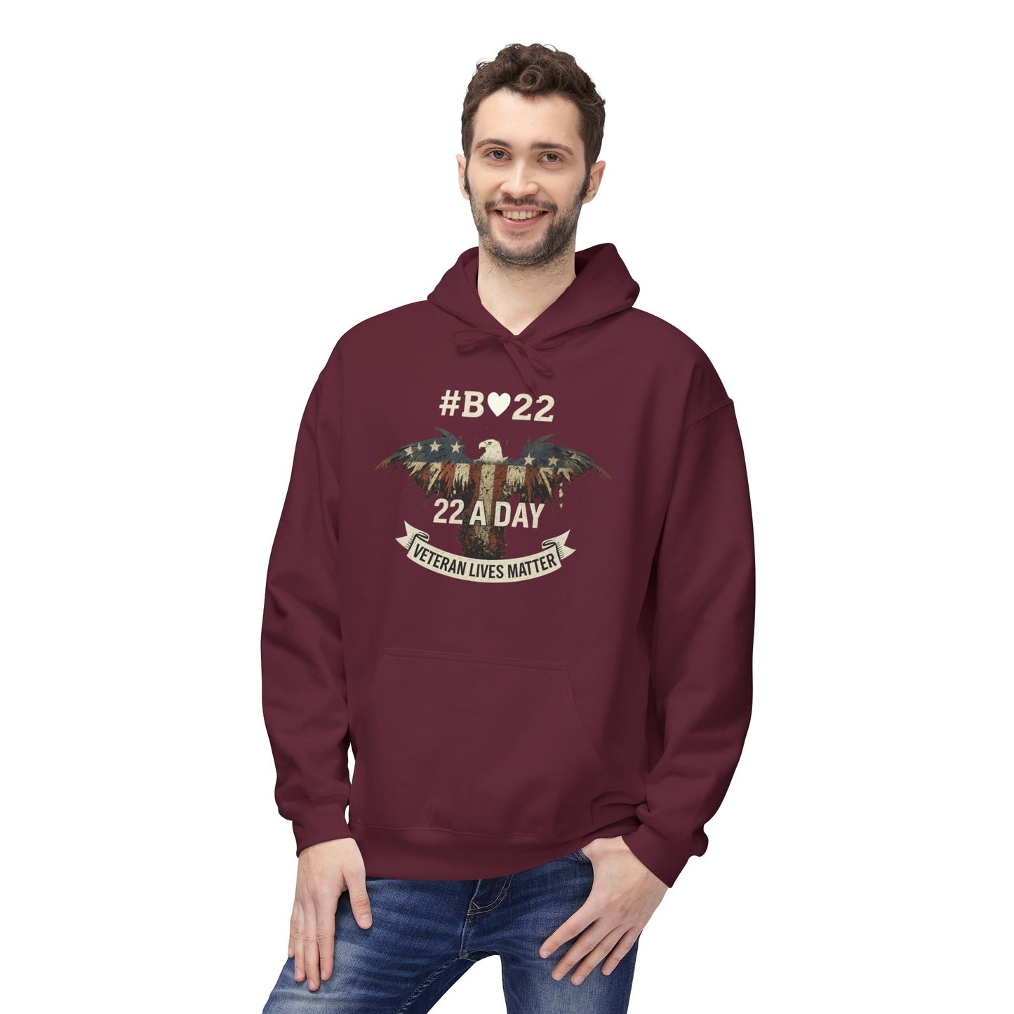 #B🤍22 Fleece Hoodie Veteran Lives Matter Sweatshirt