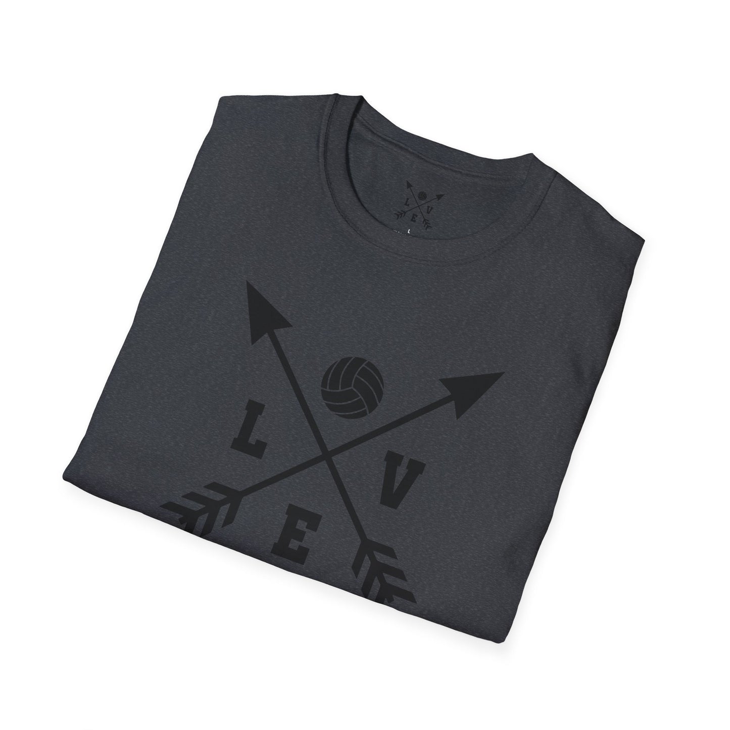 Love Volleyball Unisex T-Shirt | Sporty Tee, Gift for Athletes, Casual Wear, Heart and Arrow Design, Game Day Shirt