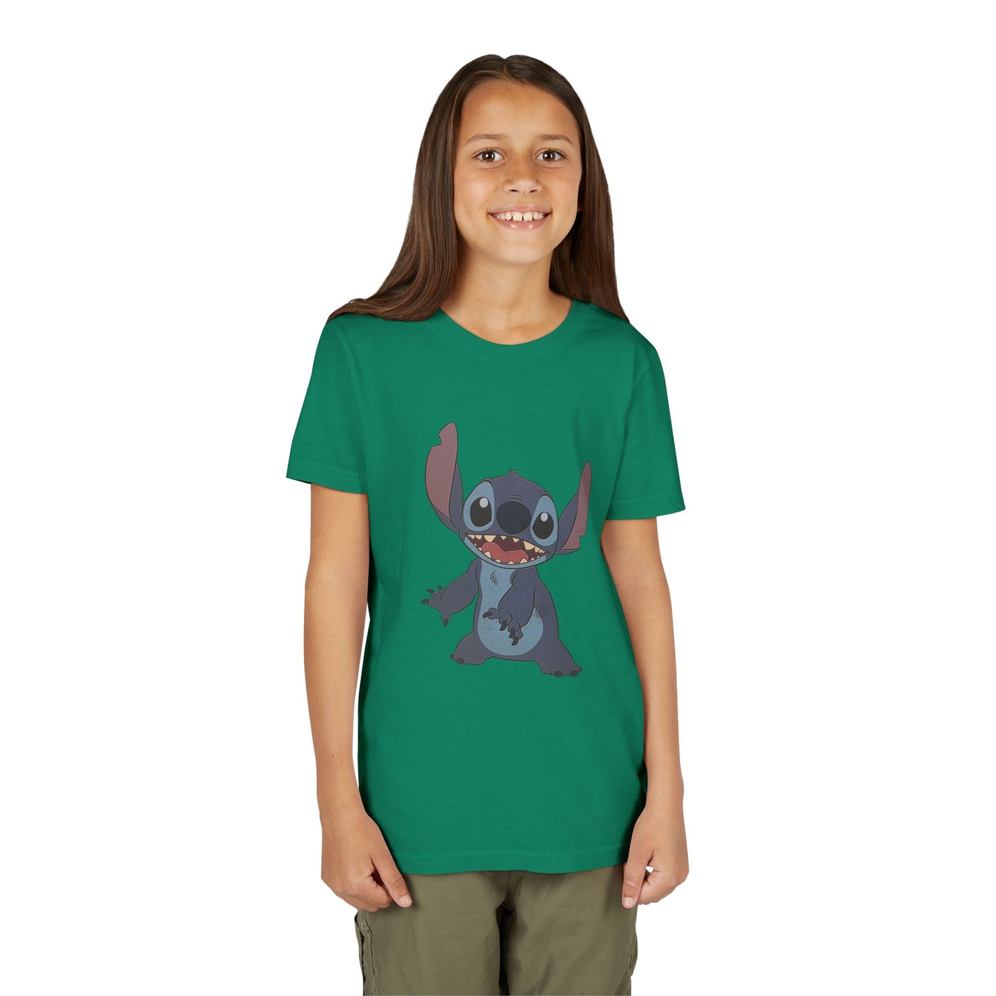 Kids Short Sleeve Tee with Stitch, Cute Kids Tee, Fun Gift for Boys & Girls, Birthday Gift, Summer Wear, Kids' Fashion