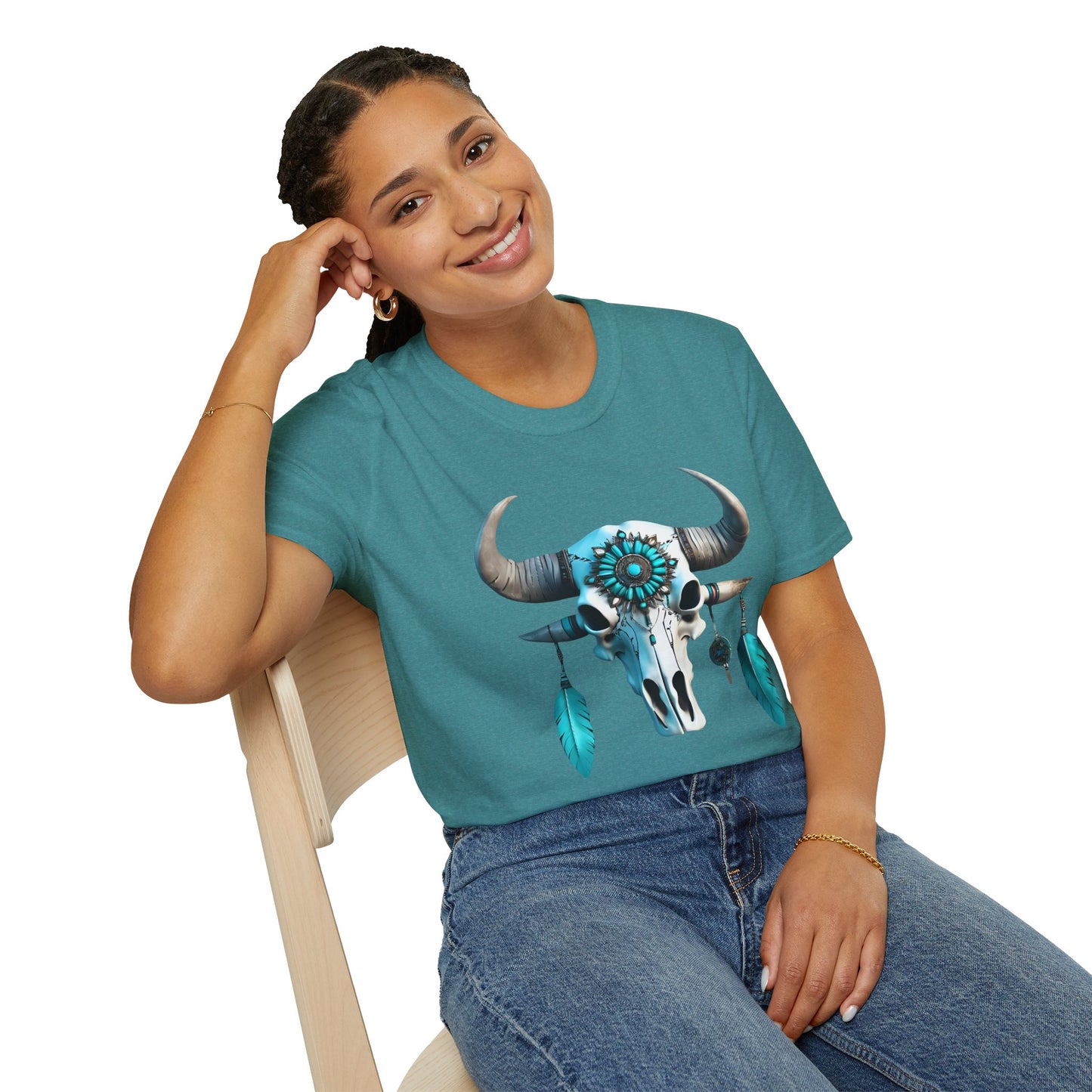 Native American Turquoise Buffalo Skull Tee - Unisex Jersey