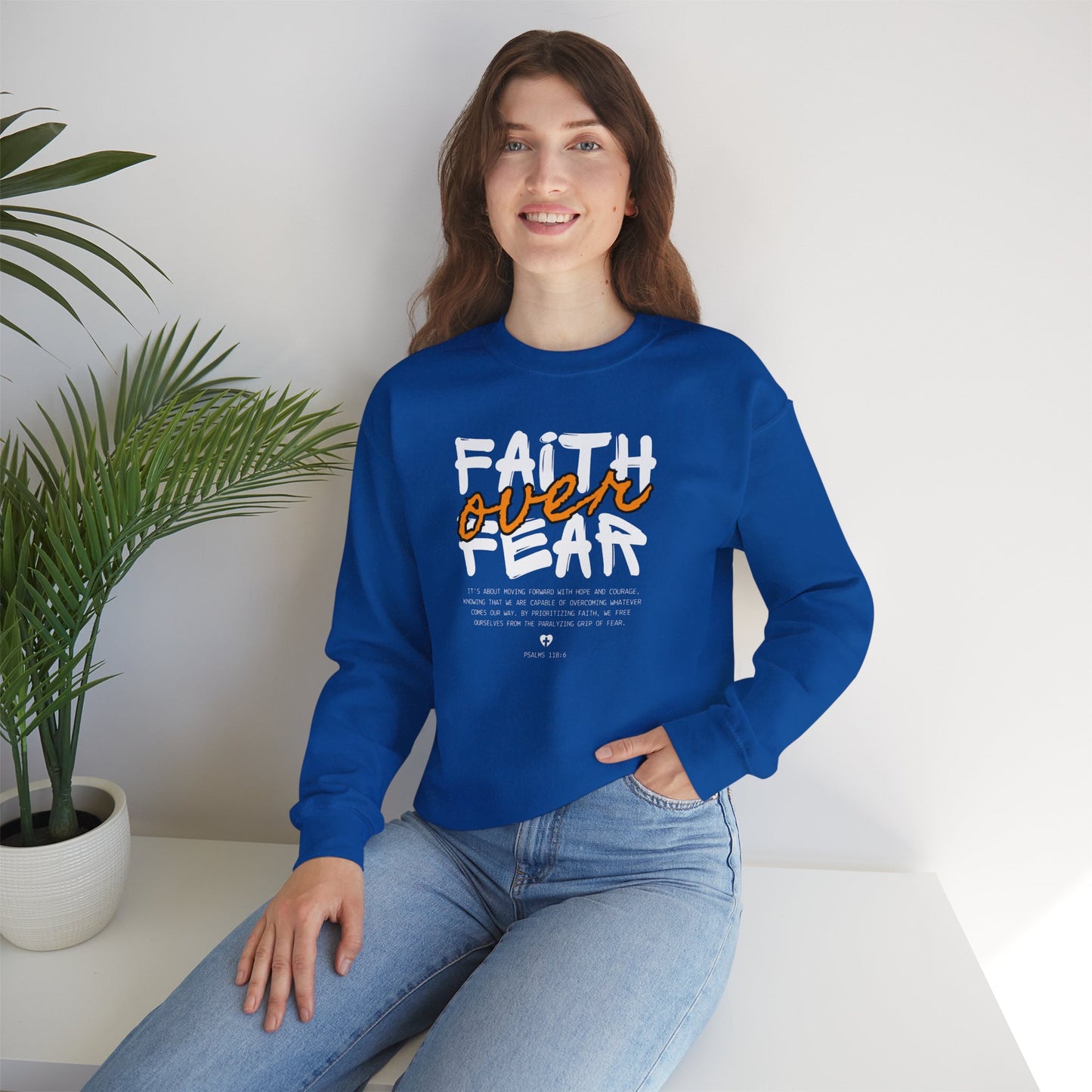 Faith Inspired Faith Over Fear Christian Sweatshirt, Inspirational Religious Apparel, Quality Design by My Son, Unisex Crewneck Jumper, Religious Gift,