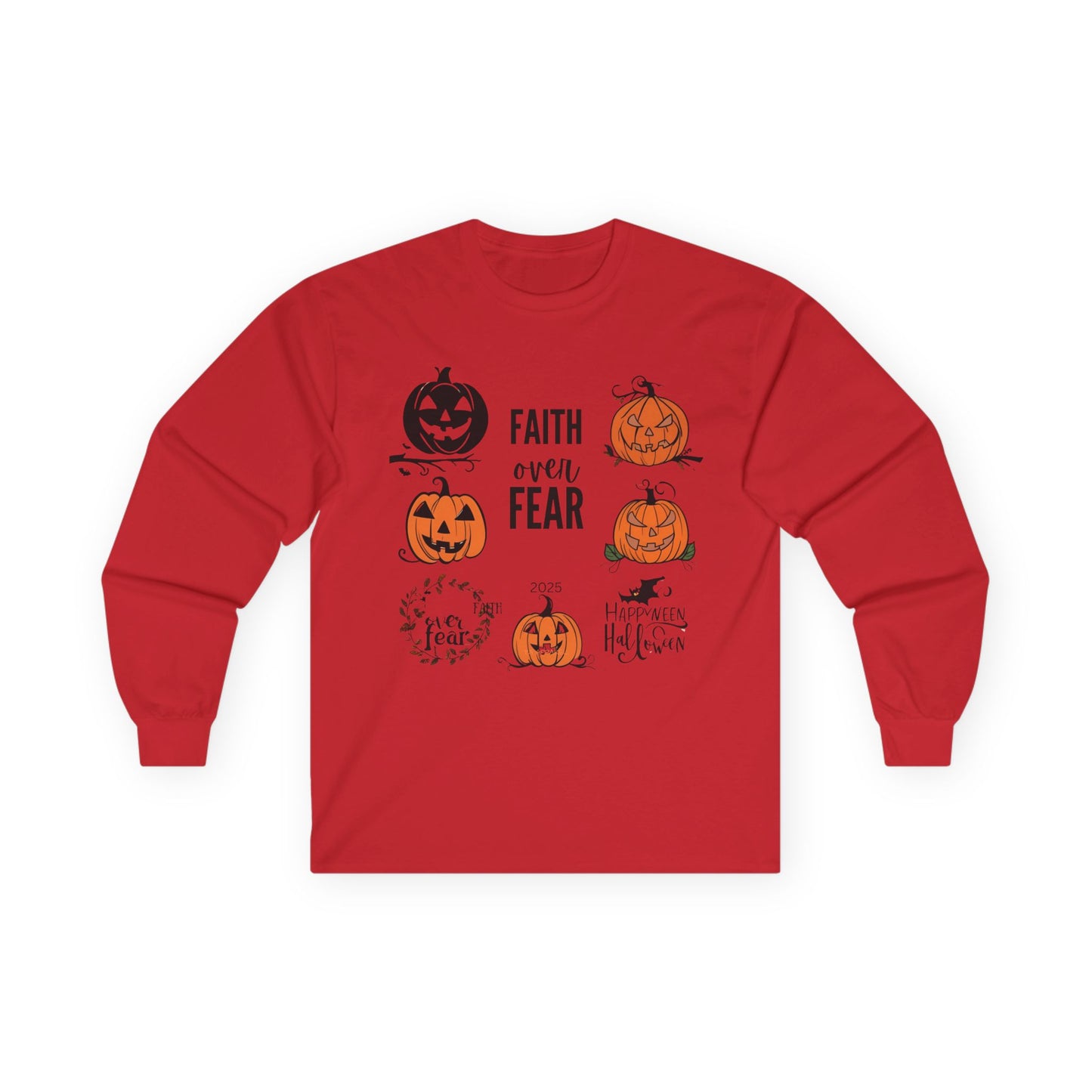 Halloween Faith Over Fear Long Sleeve Tee - Unisex Fall Shirt