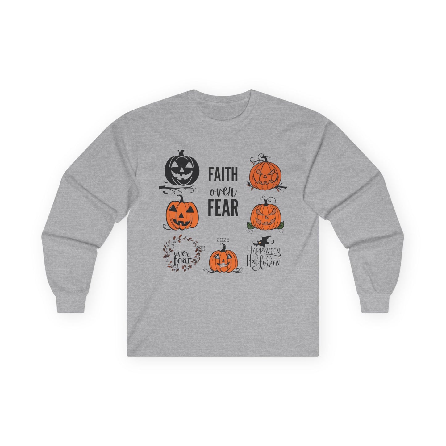 Halloween Faith Over Fear Long Sleeve Tee - Unisex Fall Shirt