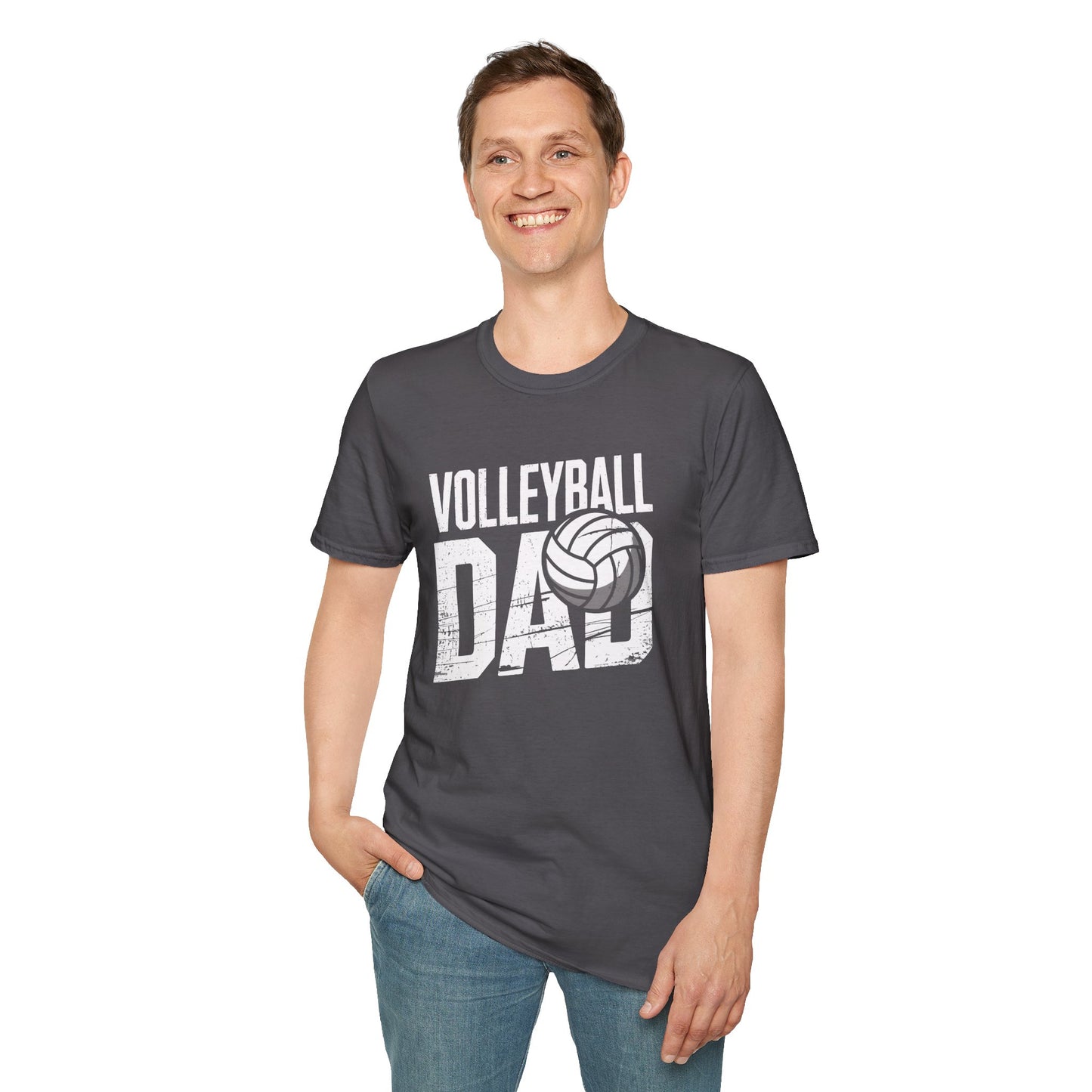 Volleyball Dad Distressed Design Unisex T-Shirt - Customize with Player Number