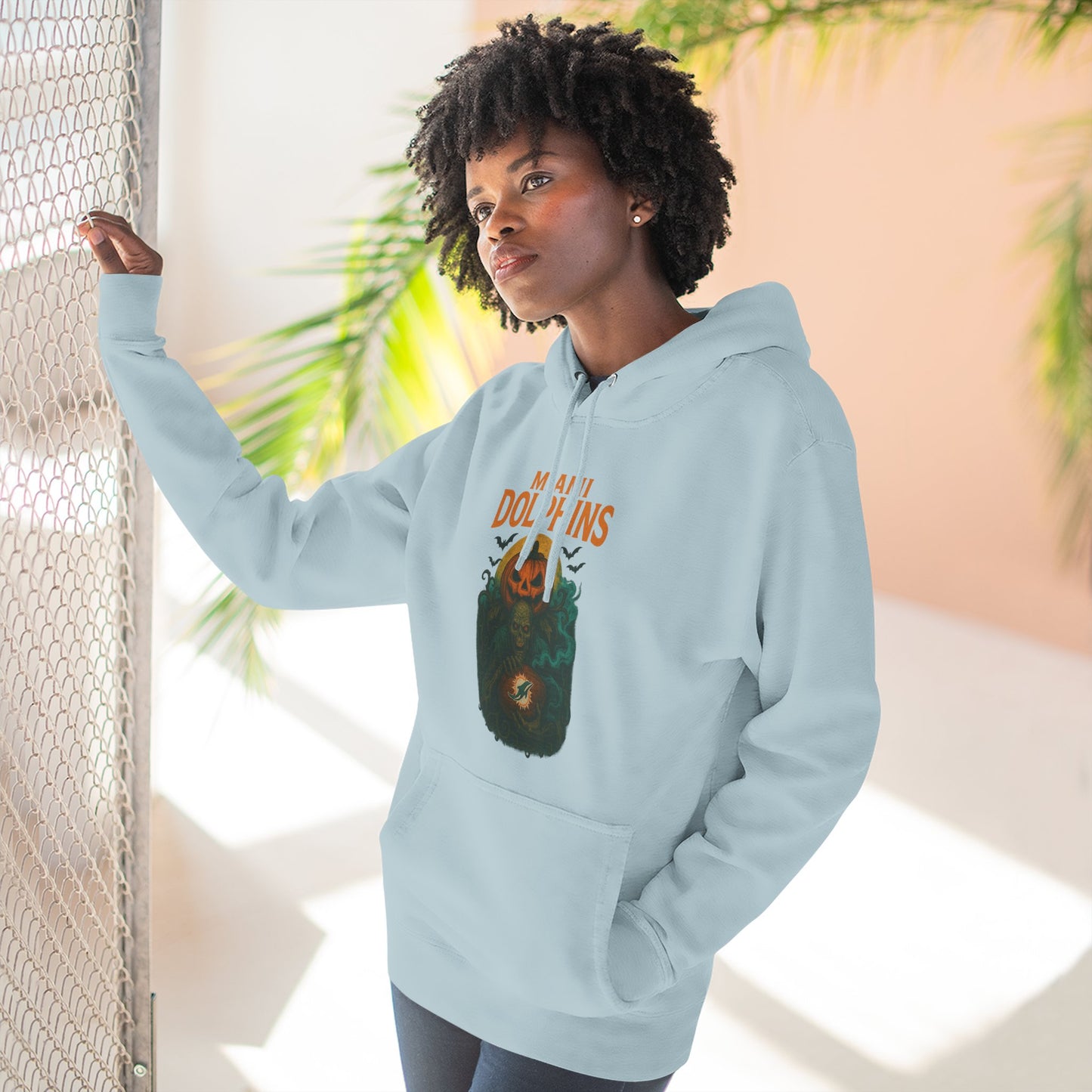 Halloween Cozy Dolphin Fleece Hoodie: Ocean Lovers, Casual Wear, Animal Lovers Gift, Beach Days, Relaxing at Home. Sea Life Graphic