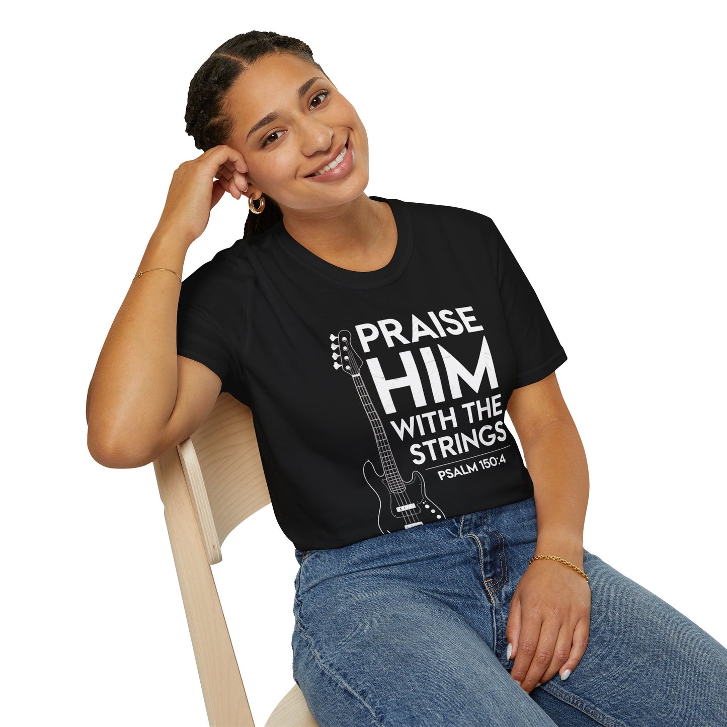 Faith Inspired Guitar T-Shirt - Praise Hime With The Strings - Psalm 150:4
