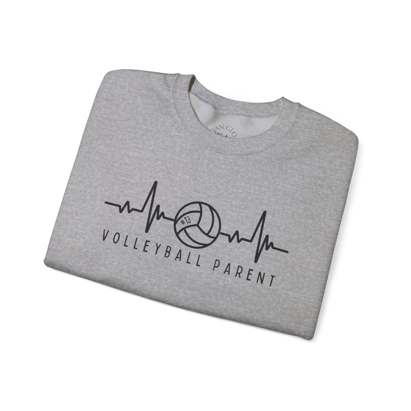 Volleyball Parent Heartbeat Sweatshirt Customizable, Cozy Gift for Sports Lovers, Perfect for Game Days, Unisex Crewneck, Soft and Stylish