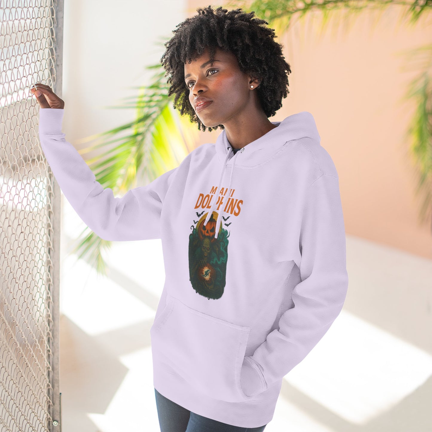 Halloween Cozy Dolphin Fleece Hoodie: Ocean Lovers, Casual Wear, Animal Lovers Gift, Beach Days, Relaxing at Home. Sea Life Graphic