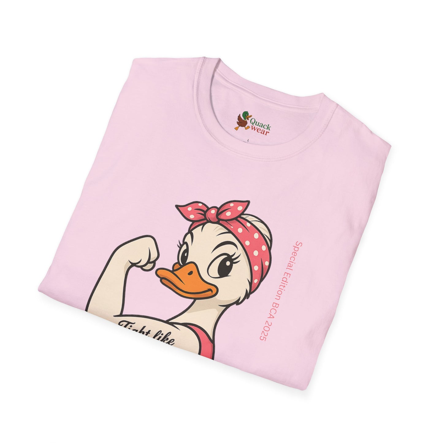 Breast Cancer Awareness Fight Like a Girl Duck T-Shirt, Rosie the Riveter Duck Empowerment Tee, Gift for Her, Feminist Apparel, Cute Graphic