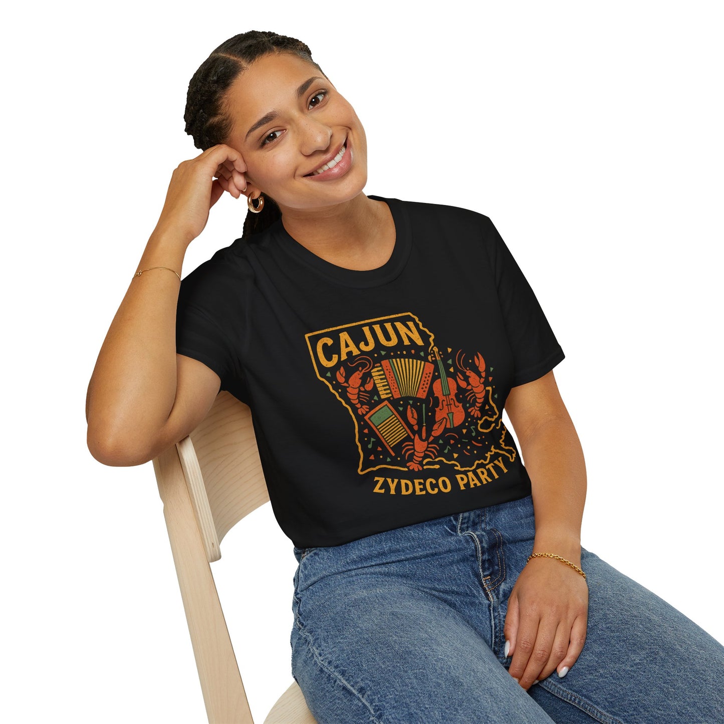 Louisiana Cajun Zydeco Party T-Shirt | Unisex Softstyle Tee | Louisiana Music Event Shirt, Festival Wear, Gift for Music Lovers