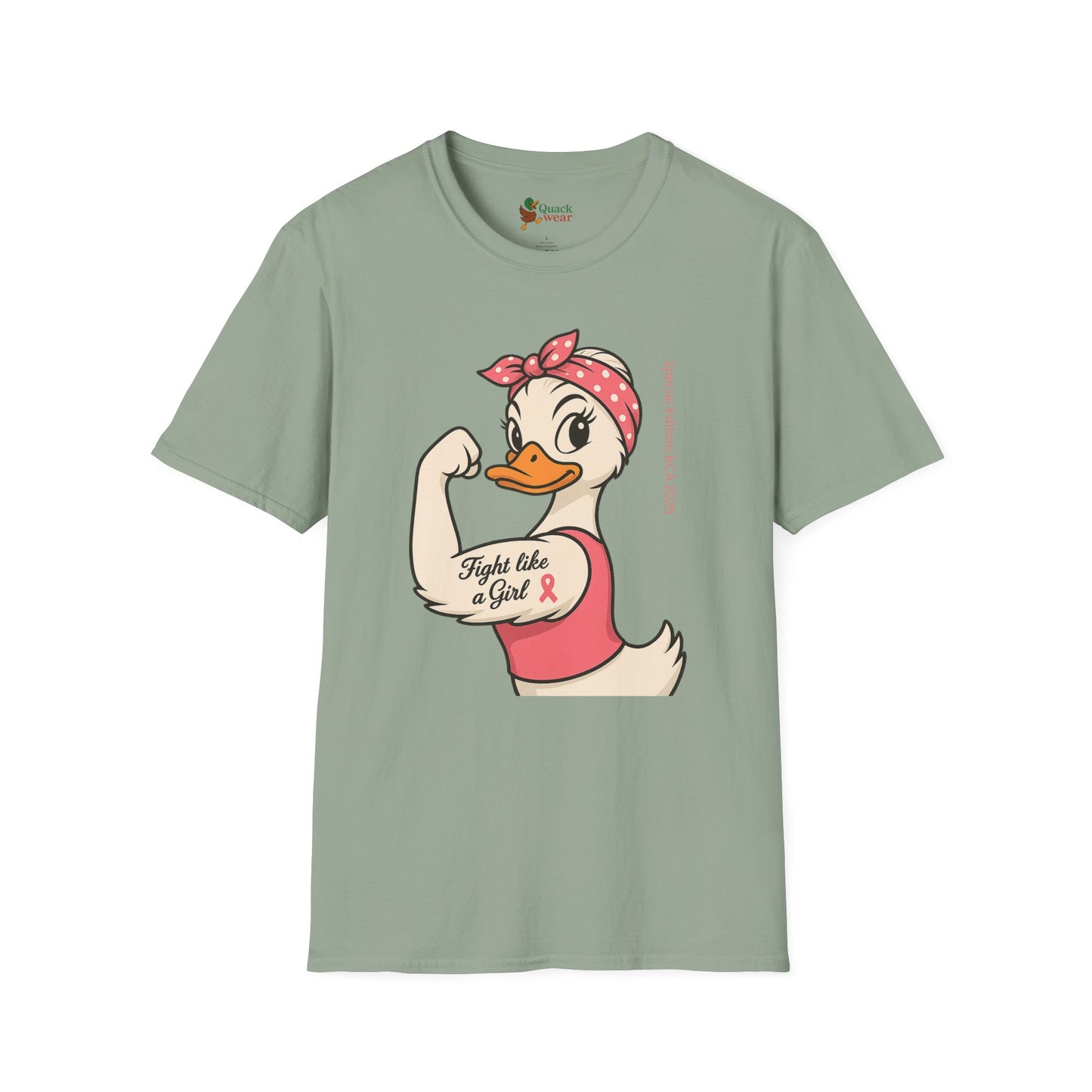 Breast Cancer Awareness Fight Like a Girl Duck T-Shirt, Rosie the Riveter Duck Empowerment Tee, Gift for Her, Feminist Apparel, Cute Graphic