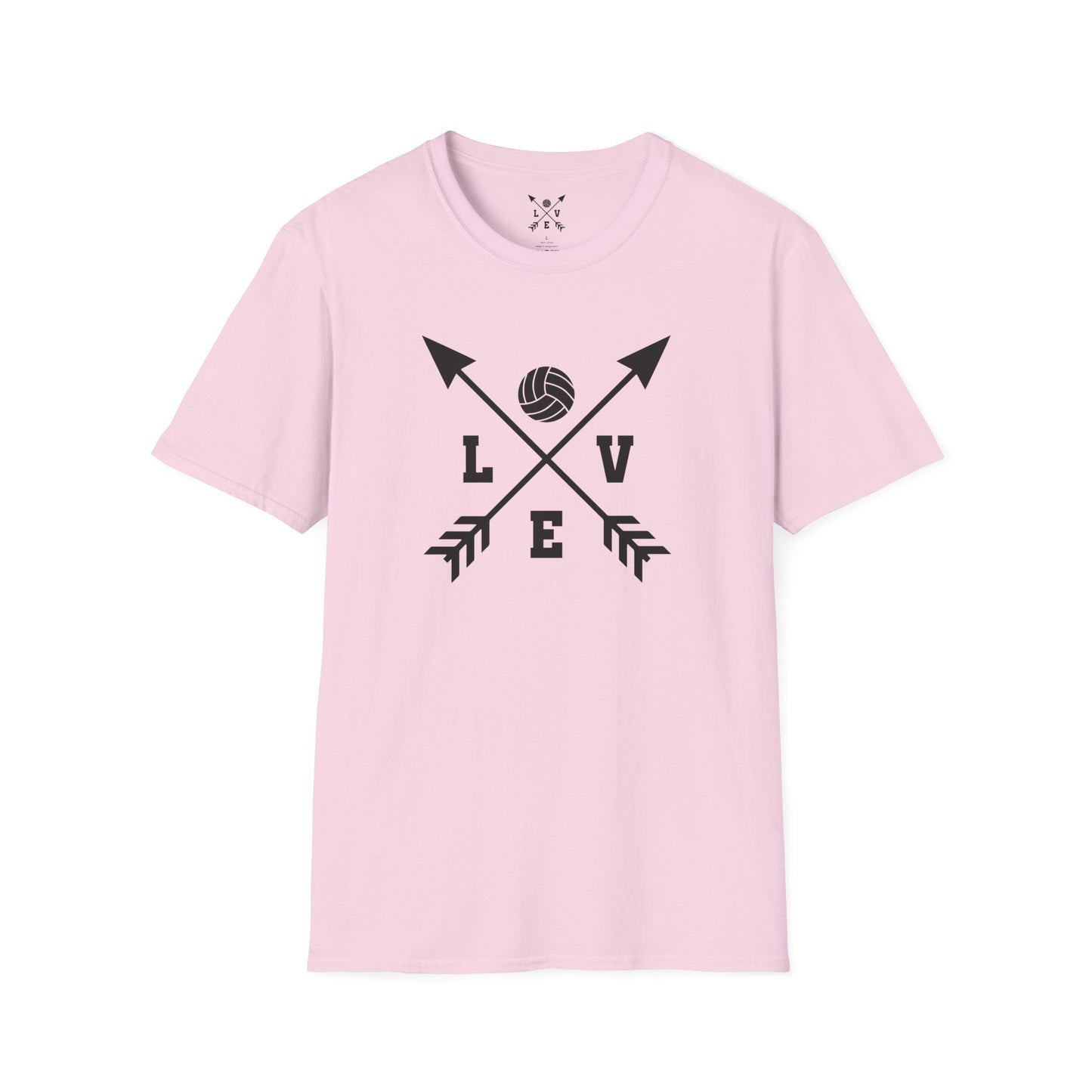 Love Volleyball Unisex T-Shirt | Sporty Tee, Gift for Athletes, Casual Wear, Heart and Arrow Design, Game Day Shirt