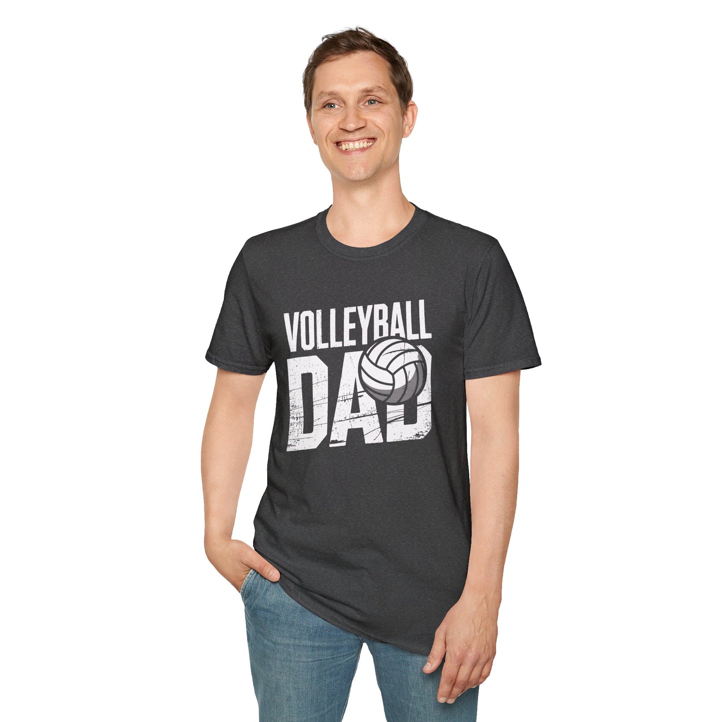 Volleyball Dad Distressed Design Unisex T-Shirt - Customize with Player Number