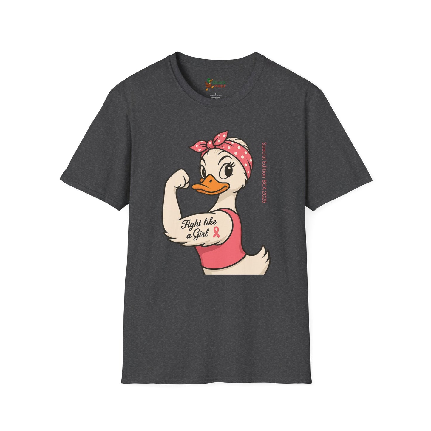 Breast Cancer Awareness Fight Like a Girl Duck T-Shirt, Rosie the Riveter Duck Empowerment Tee, Gift for Her, Feminist Apparel, Cute Graphic