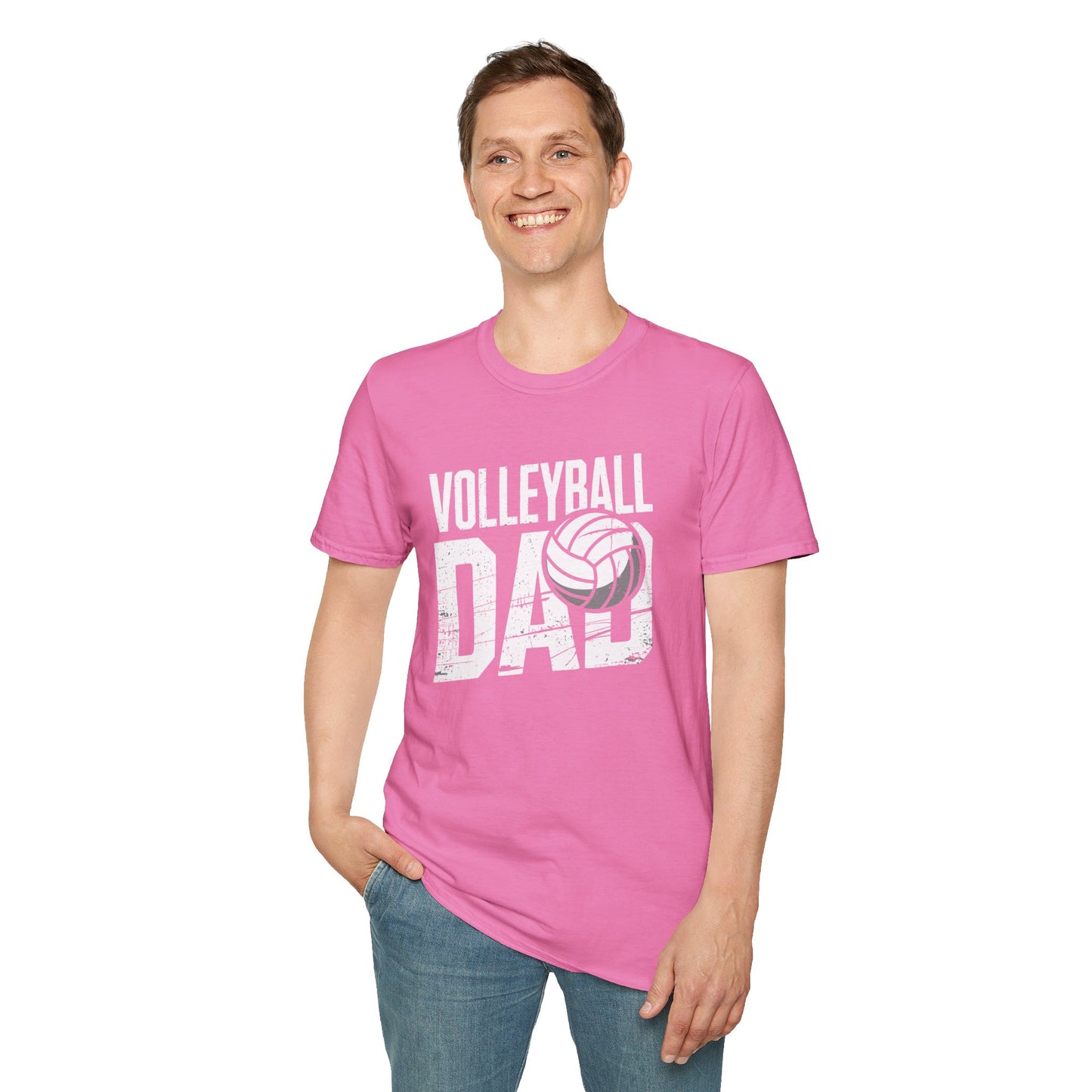 Volleyball Dad Distressed Design Unisex T-Shirt - Customize with Player Number
