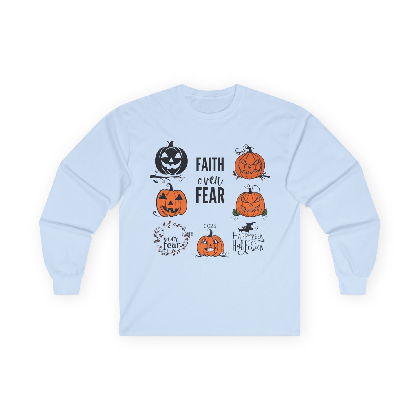 Halloween Faith Over Fear Long Sleeve Tee - Unisex Fall Shirt