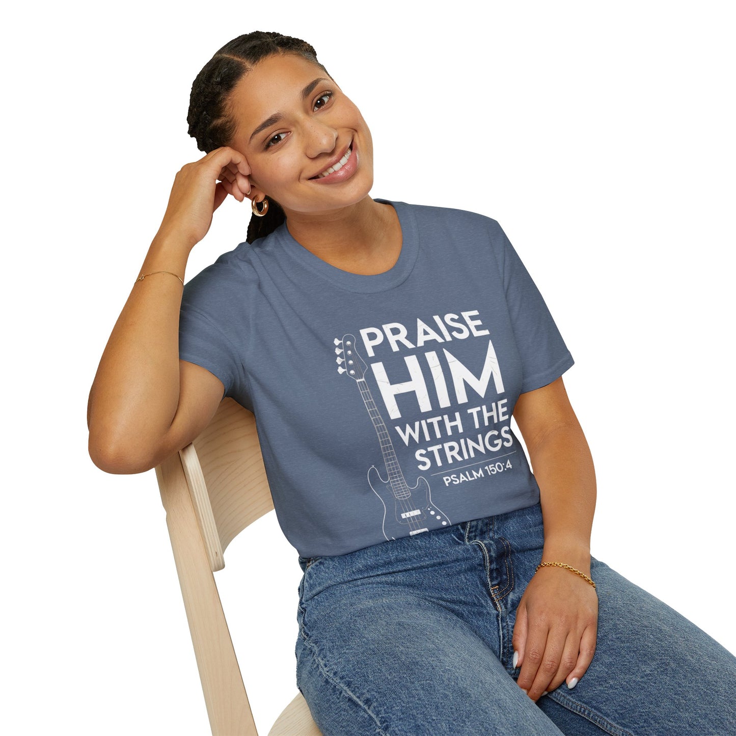 Faith Inspired Guitar T-Shirt - Praise Hime With The Strings - Psalm 150:4