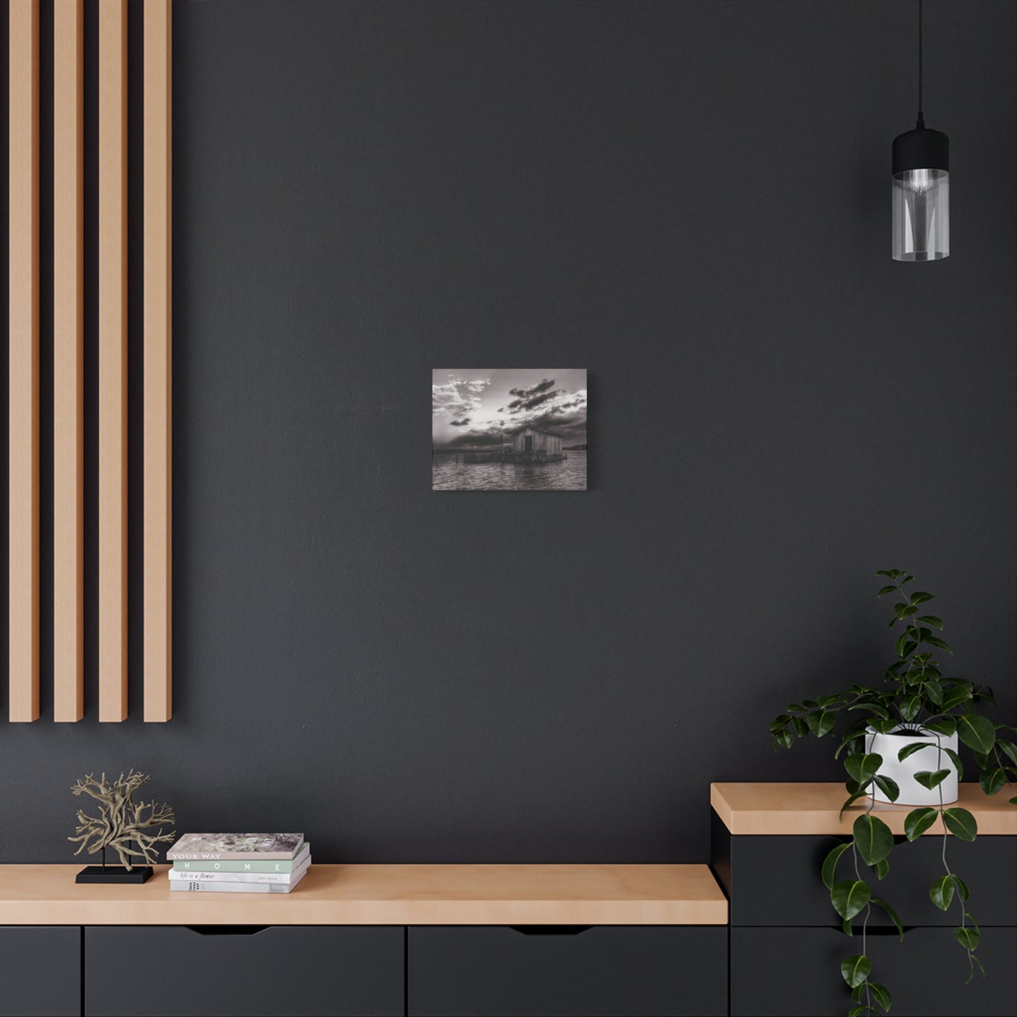 Serene Landscape Canvas Art, Rustic Home Decor, Black and White Wall Art, Perfect for Living Room, Gift for Nature Lovers