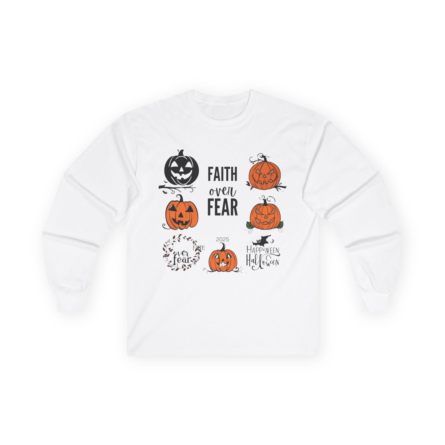 Halloween Faith Over Fear Long Sleeve Tee - Unisex Fall Shirt