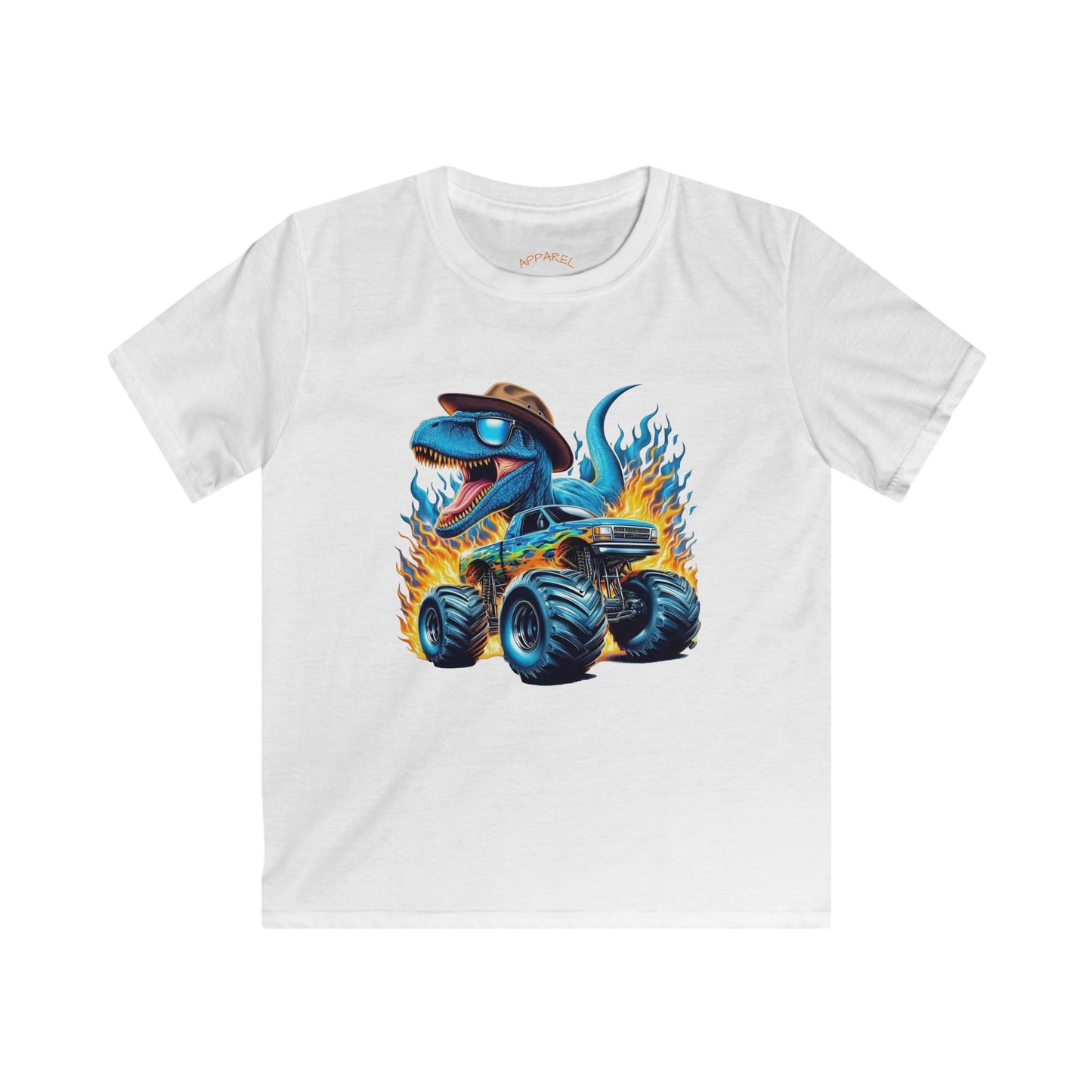 Kids Dinosaur Monster Truck Tee, Fun Graphic Shirt, Birthday Gift, Summer Playwear, Unique Kids Clothing, Dino Lover Gift