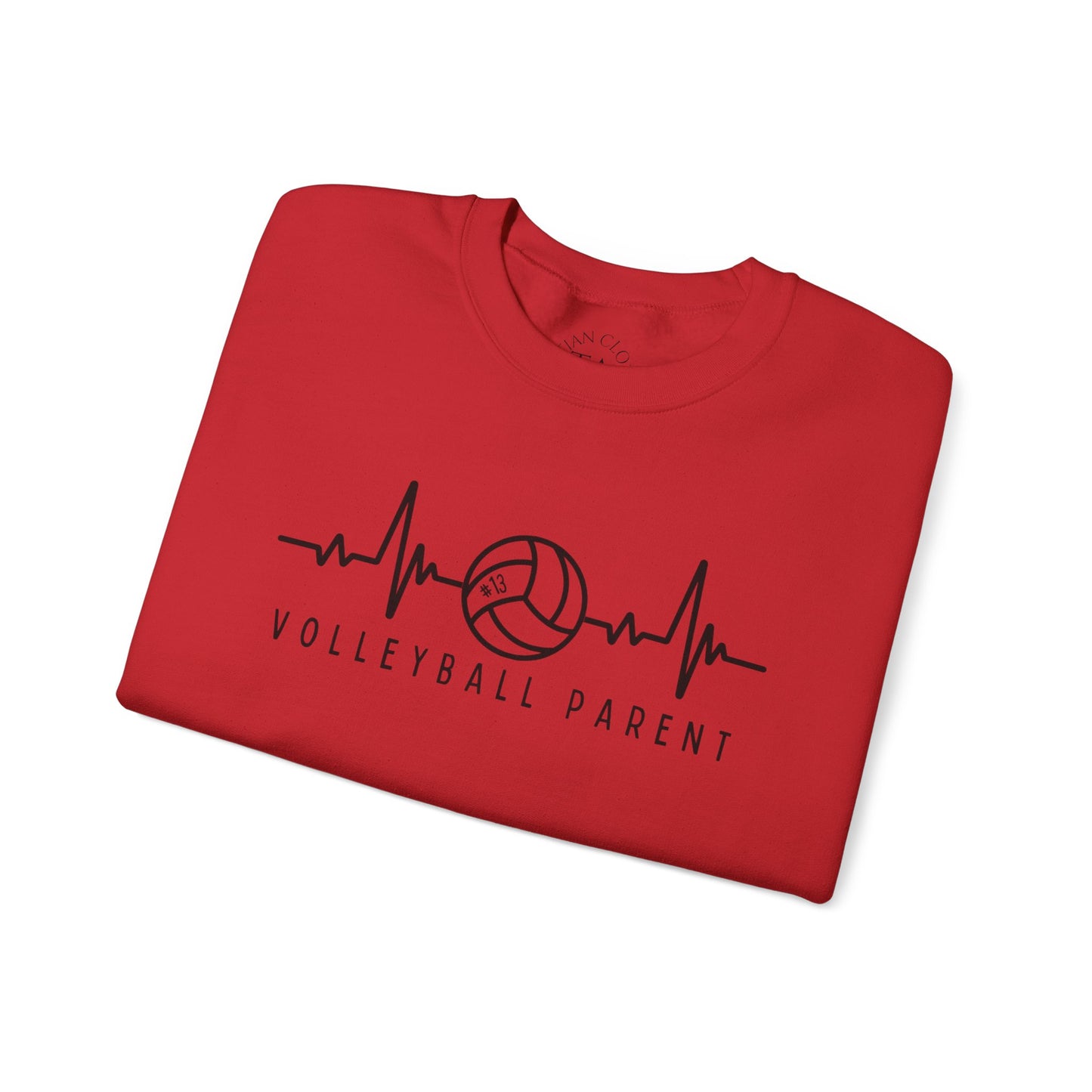 Volleyball Parent Heartbeat Sweatshirt Customizable, Cozy Gift for Sports Lovers, Perfect for Game Days, Unisex Crewneck, Soft and Stylish