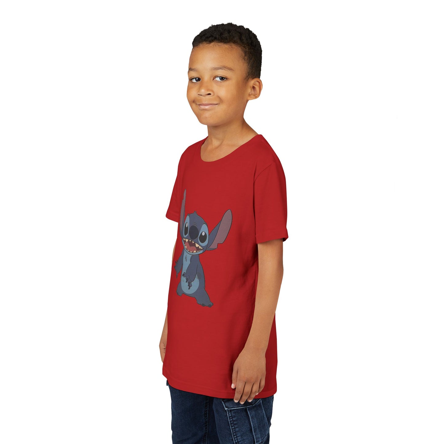 Kids Short Sleeve Tee with Stitch, Cute Kids Tee, Fun Gift for Boys & Girls, Birthday Gift, Summer Wear, Kids' Fashion