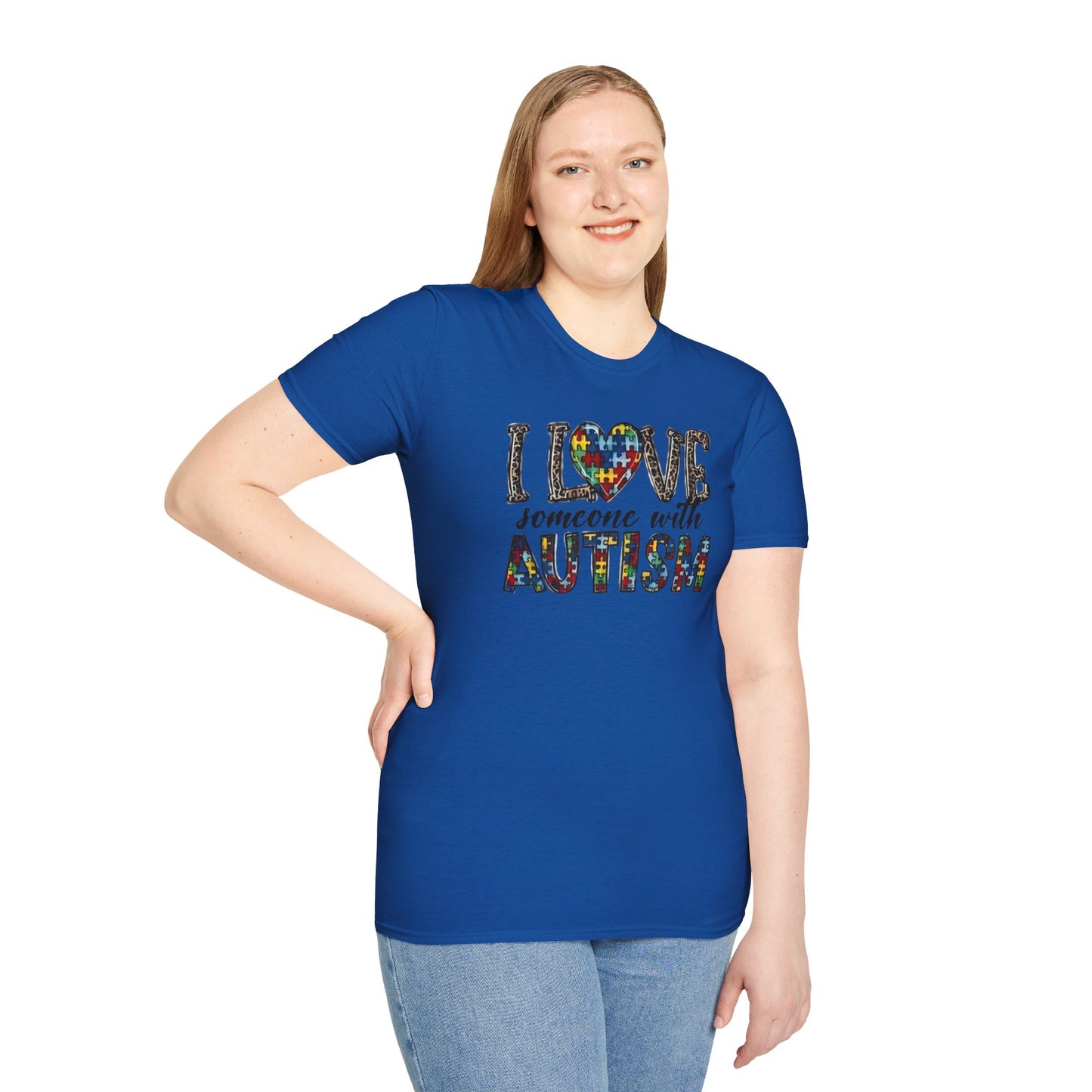 Autism Awareness Unisex T-Shirt - I Love Someone with Autism Design