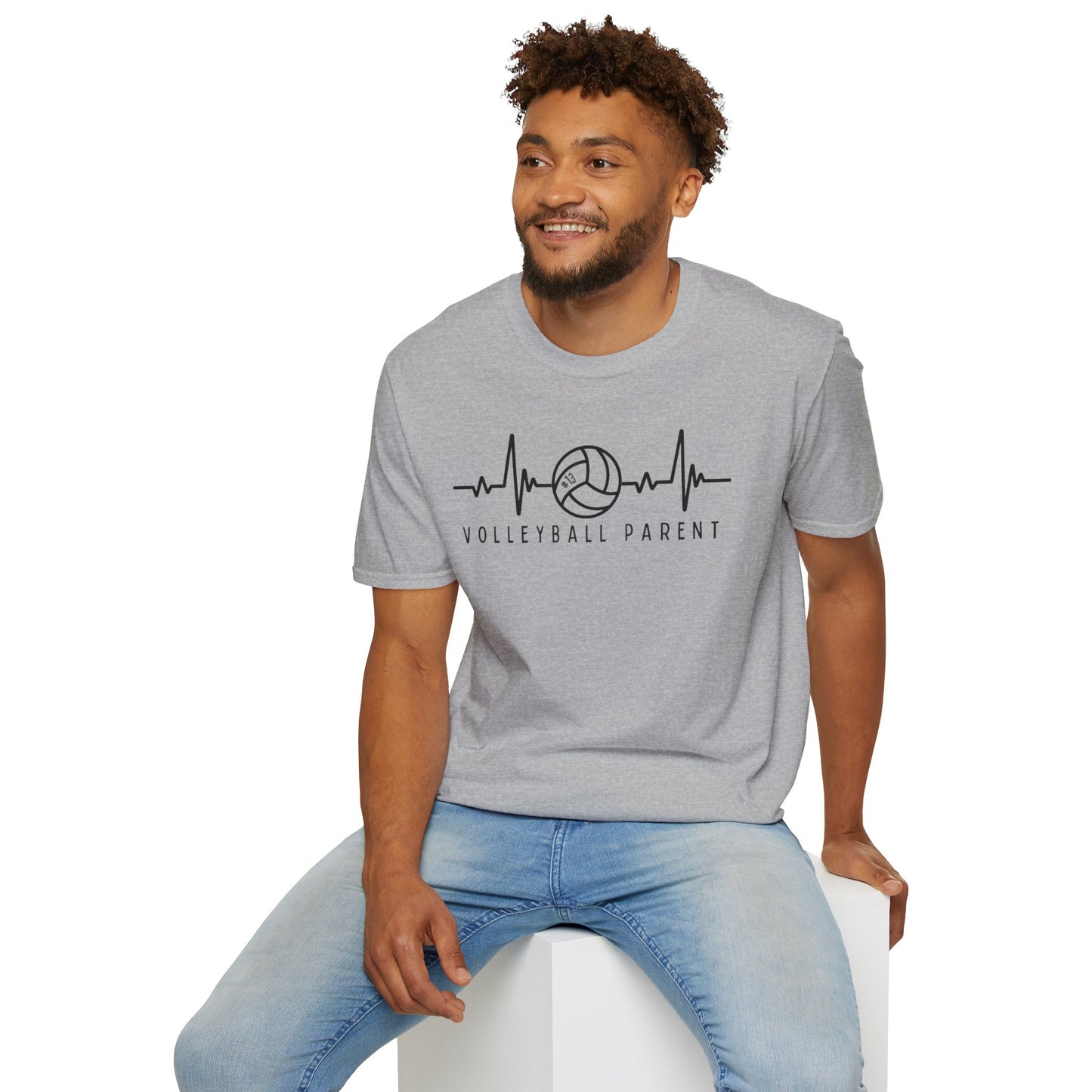Volleyball Parent Heartbeat T-Shirt Soft Cotton Tee Customizable for Sports Enthusiasts, Gifts for Moms & Dads, Team Spirit Apparel, Athletic Wear