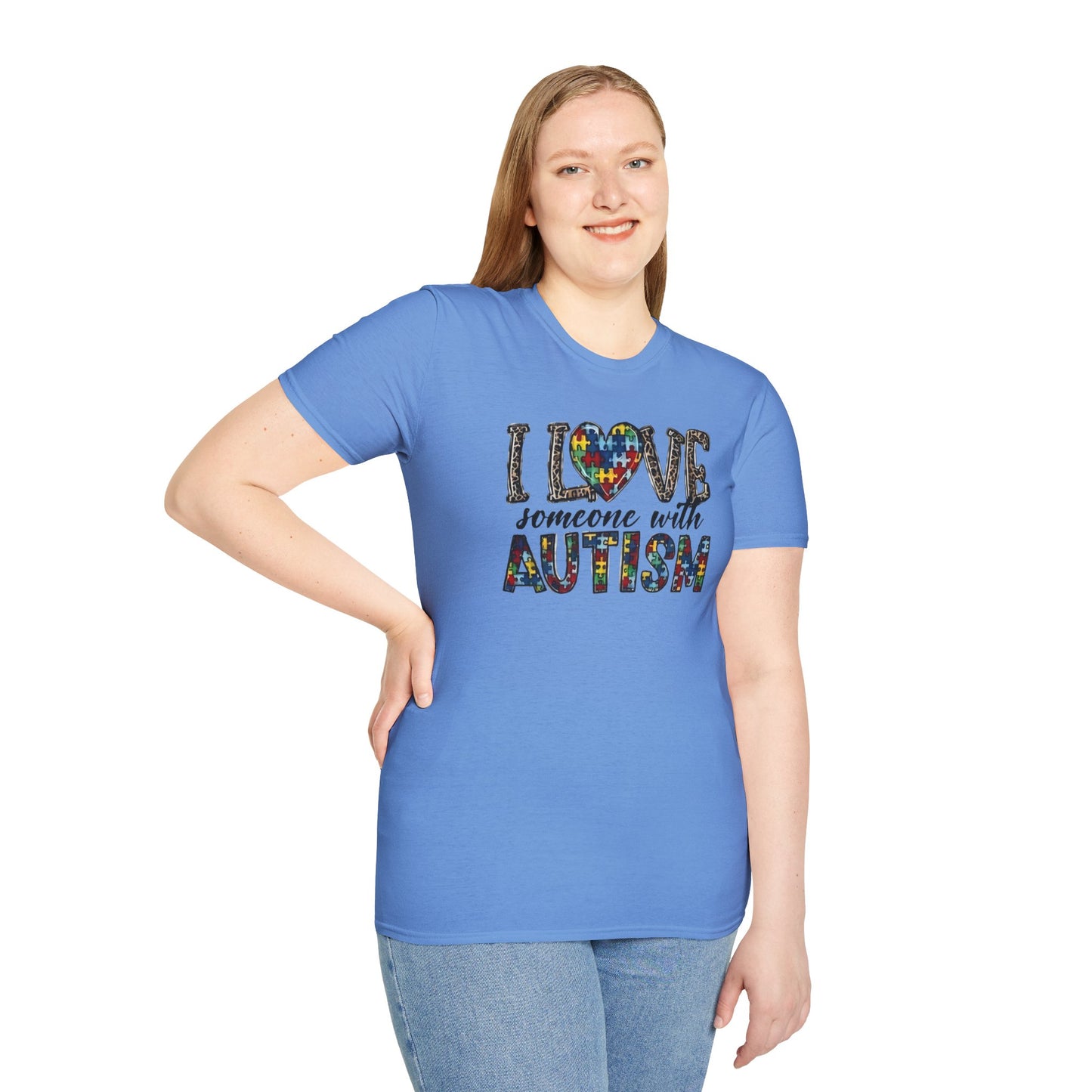 Autism Awareness Unisex T-Shirt - I Love Someone with Autism Design