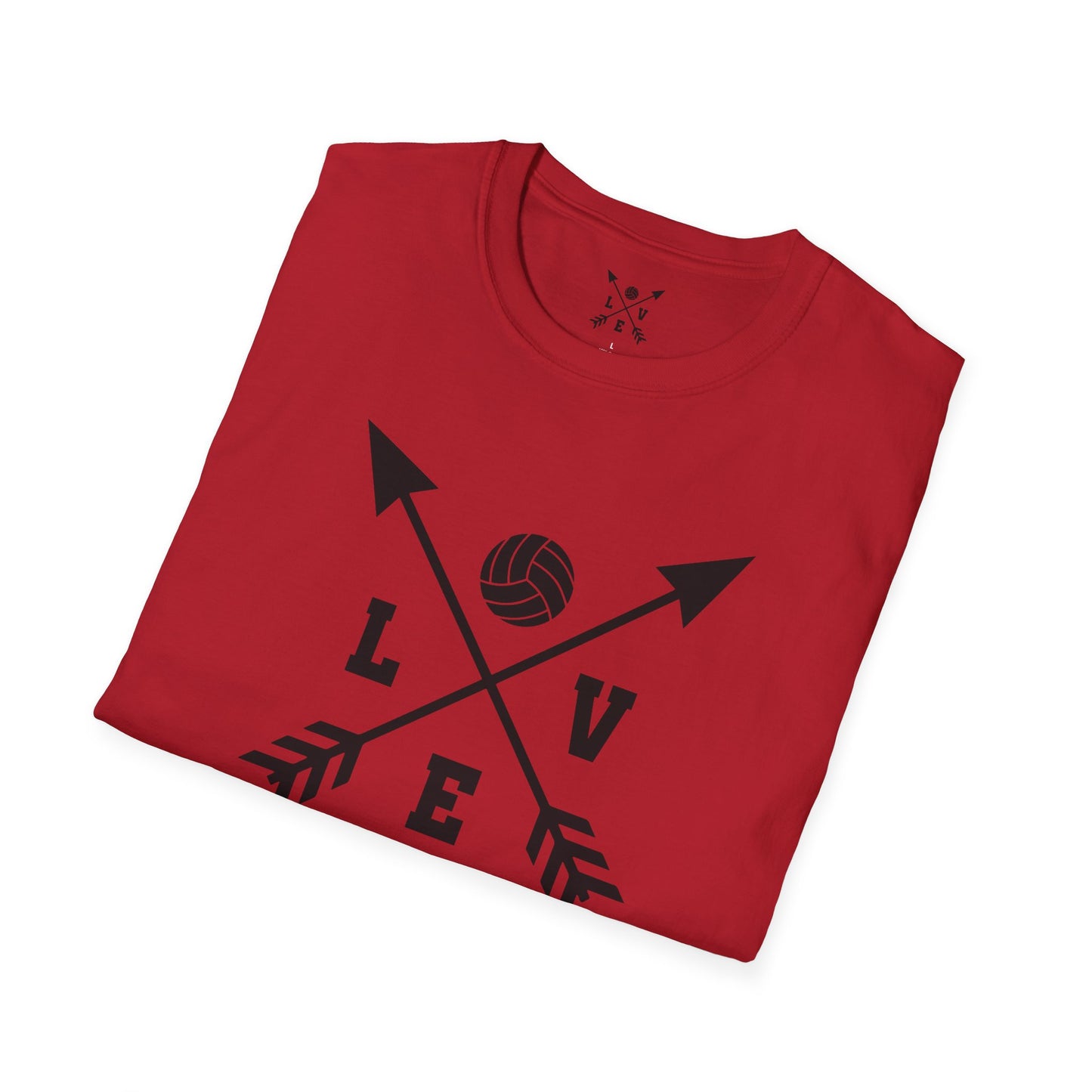 Love Volleyball Unisex T-Shirt | Sporty Tee, Gift for Athletes, Casual Wear, Heart and Arrow Design, Game Day Shirt