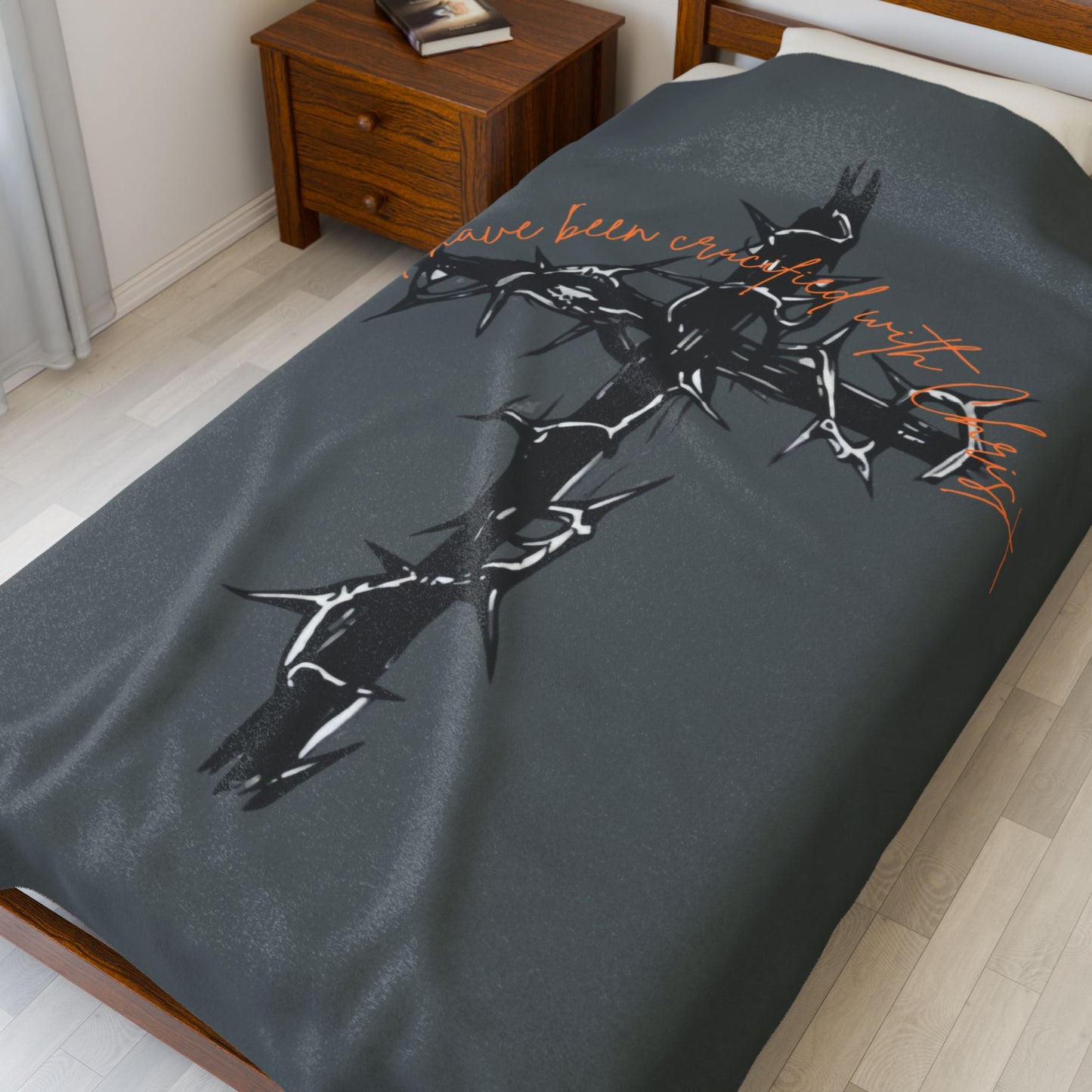 Faith Inspired Plush Blanket - Faith Inspired 'I Have Been Crucified with Christ'