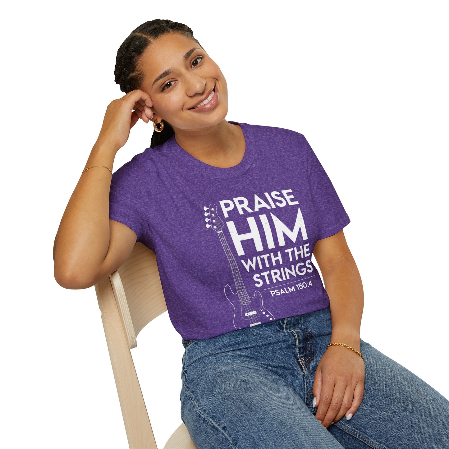 Faith Inspired Guitar T-Shirt - Praise Hime With The Strings - Psalm 150:4
