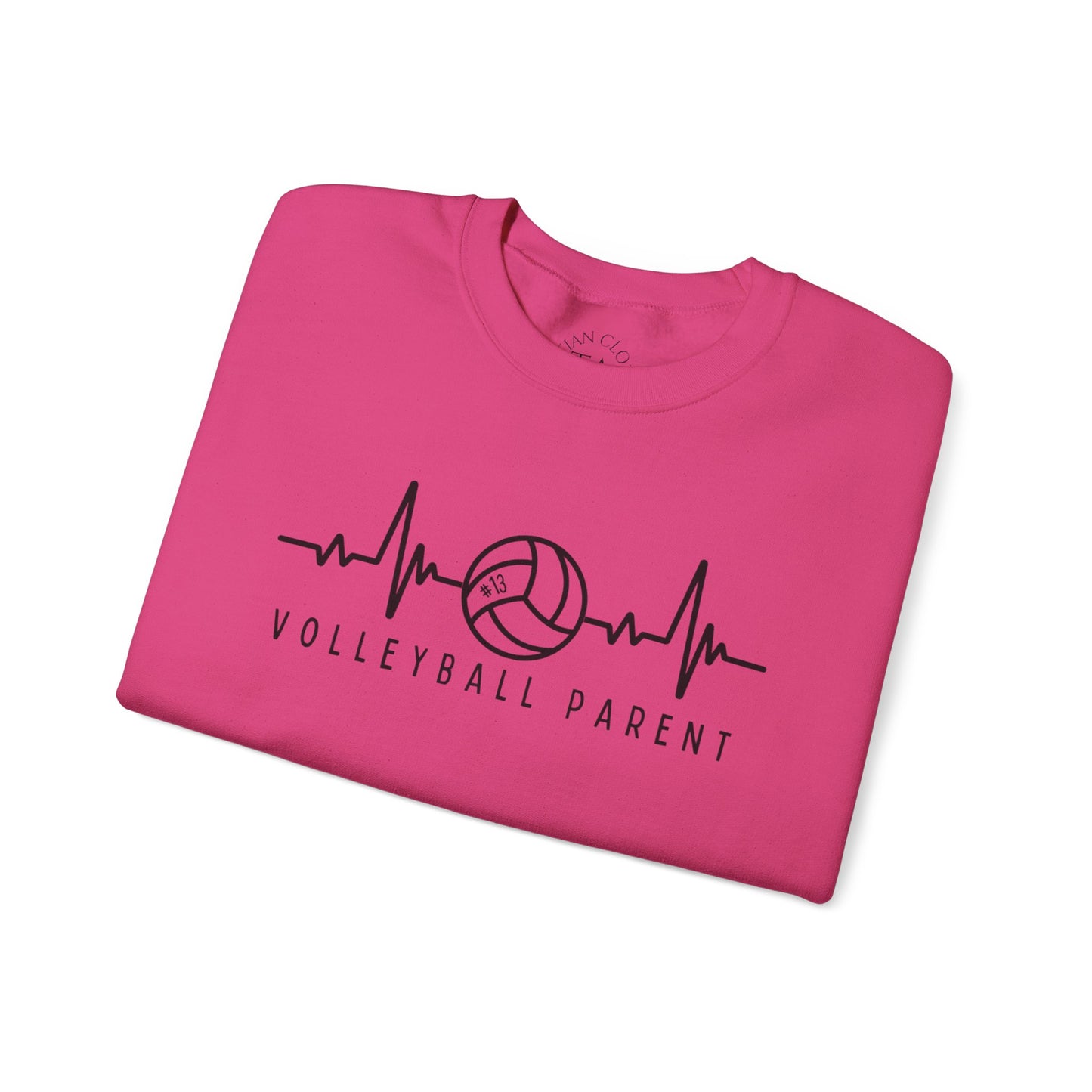 Volleyball Parent Heartbeat Sweatshirt Customizable, Cozy Gift for Sports Lovers, Perfect for Game Days, Unisex Crewneck, Soft and Stylish