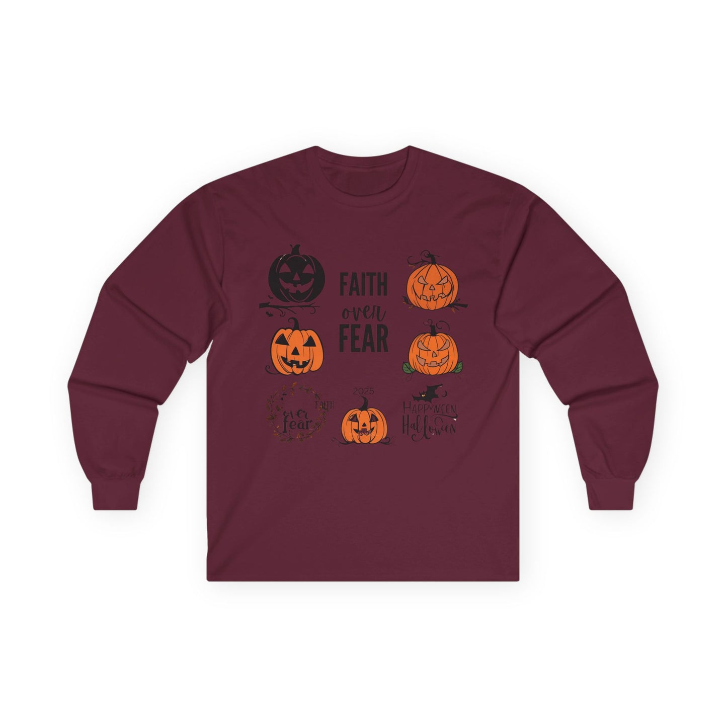Halloween Faith Over Fear Long Sleeve Tee - Unisex Fall Shirt
