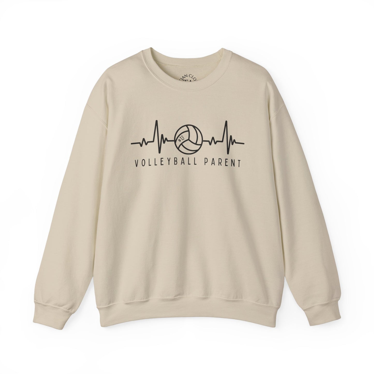 Volleyball Parent Heartbeat Sweatshirt Customizable, Cozy Gift for Sports Lovers, Perfect for Game Days, Unisex Crewneck, Soft and Stylish