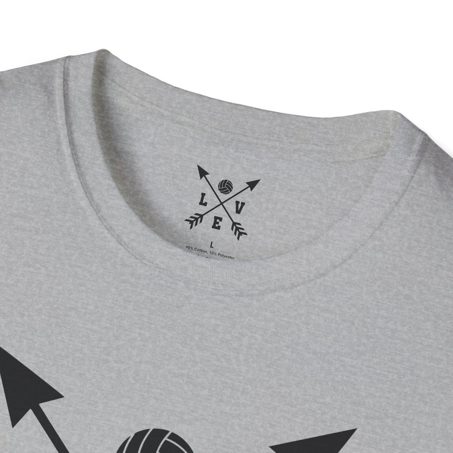 Love Volleyball Unisex T-Shirt | Sporty Tee, Gift for Athletes, Casual Wear, Heart and Arrow Design, Game Day Shirt