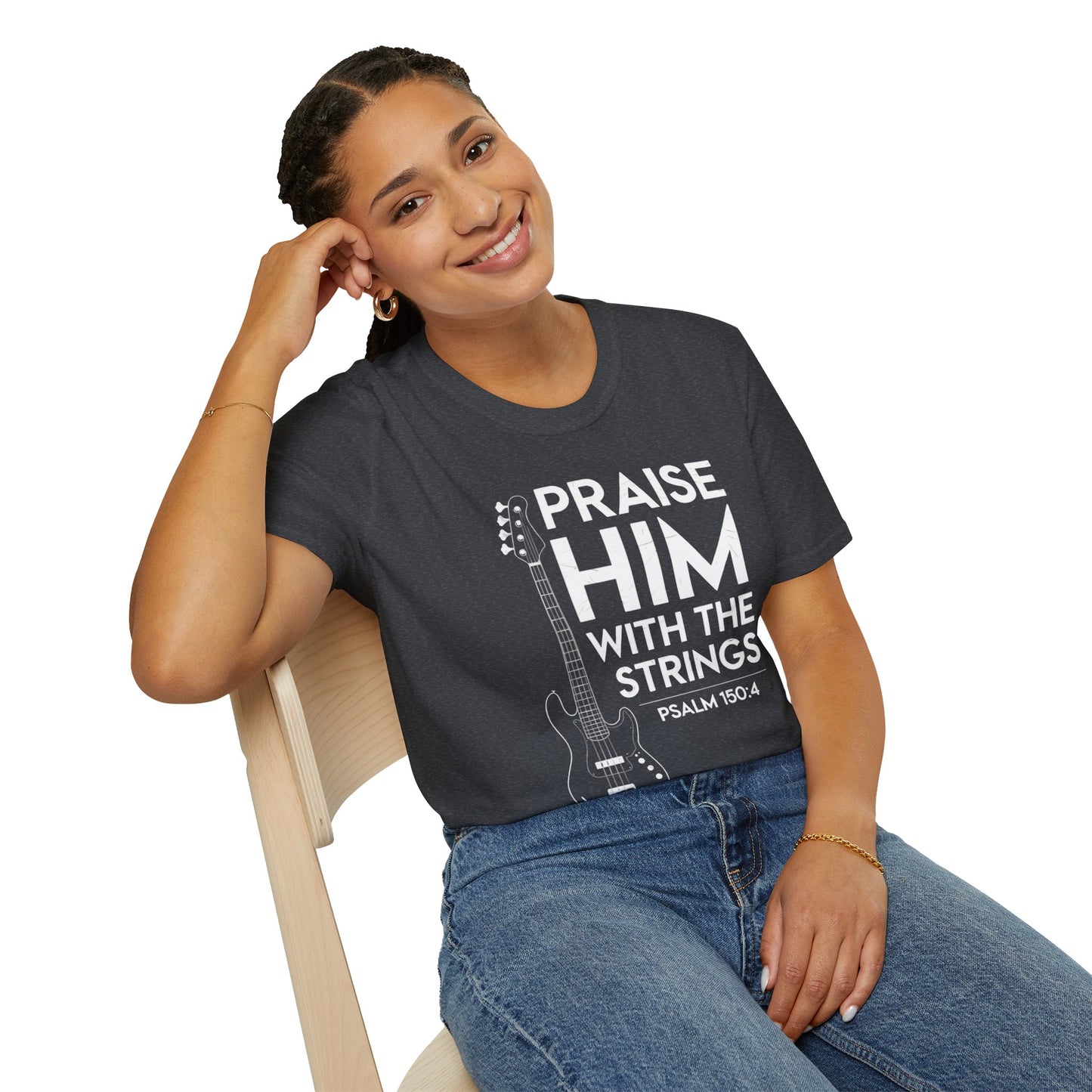 Faith Inspired Guitar T-Shirt - Praise Hime With The Strings - Psalm 150:4