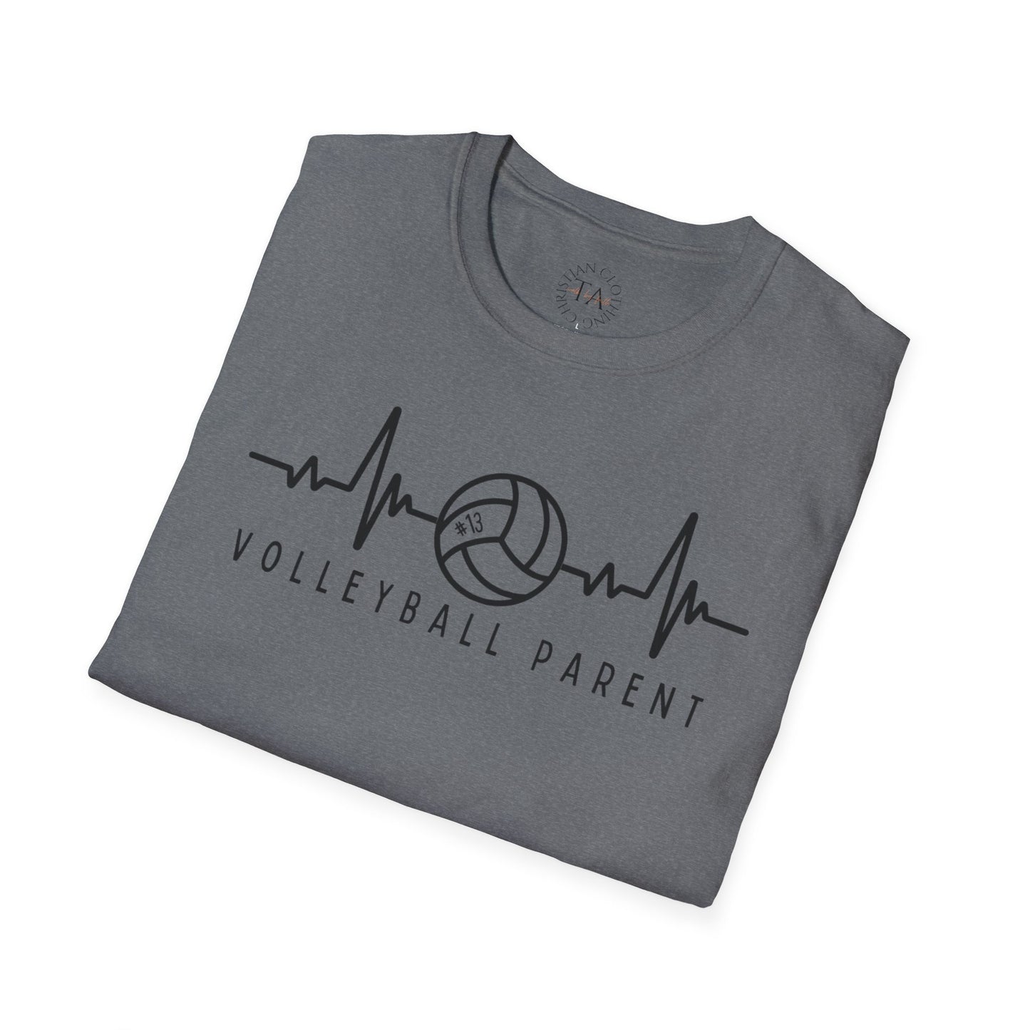 Volleyball Parent Heartbeat T-Shirt Soft Cotton Tee Customizable for Sports Enthusiasts, Gifts for Moms & Dads, Team Spirit Apparel, Athletic Wear