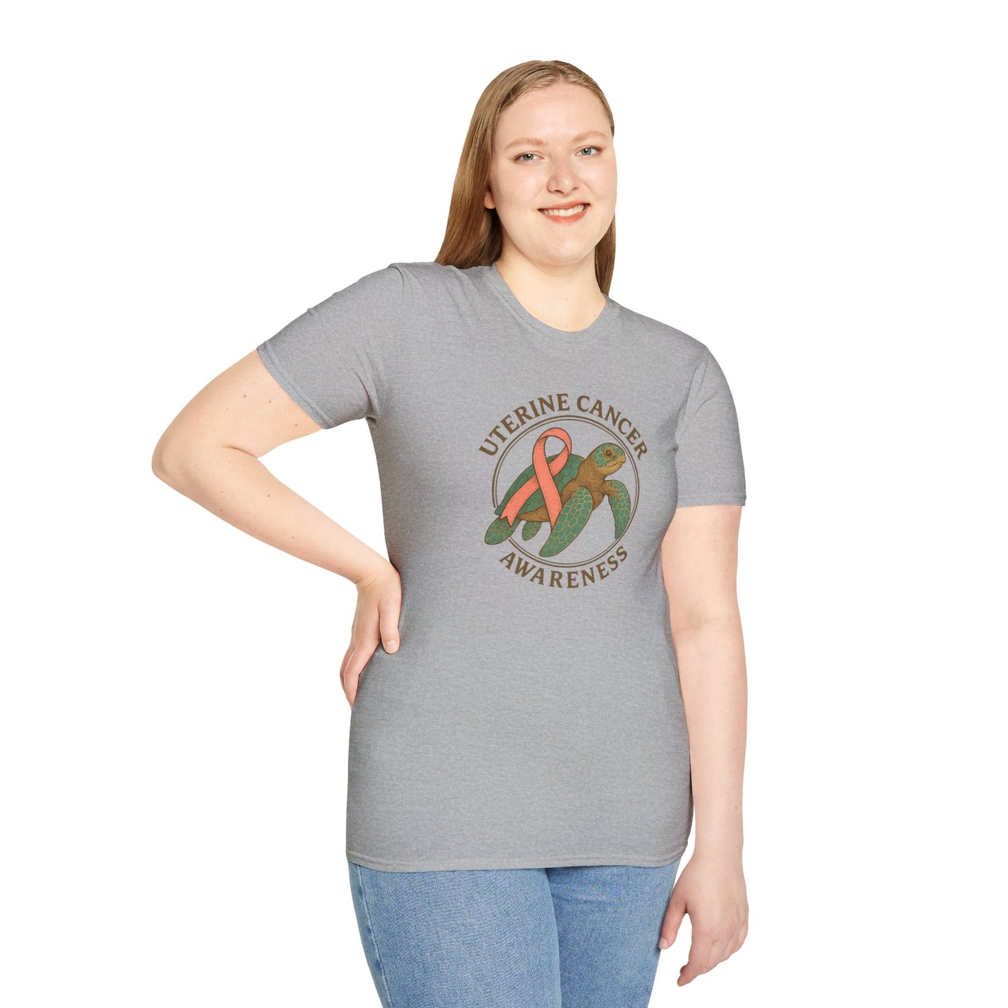 Uterine Cancer Awareness T-Shirt, Unisex Softstyle Tee, Supportive Apparel, Awareness Month Gift, Cancer Support Shirt, Birthday Gift
