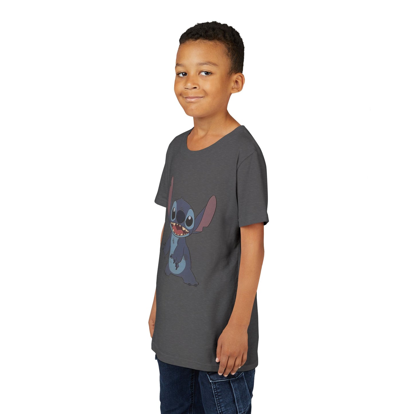 Kids Short Sleeve Tee with Stitch, Cute Kids Tee, Fun Gift for Boys & Girls, Birthday Gift, Summer Wear, Kids' Fashion