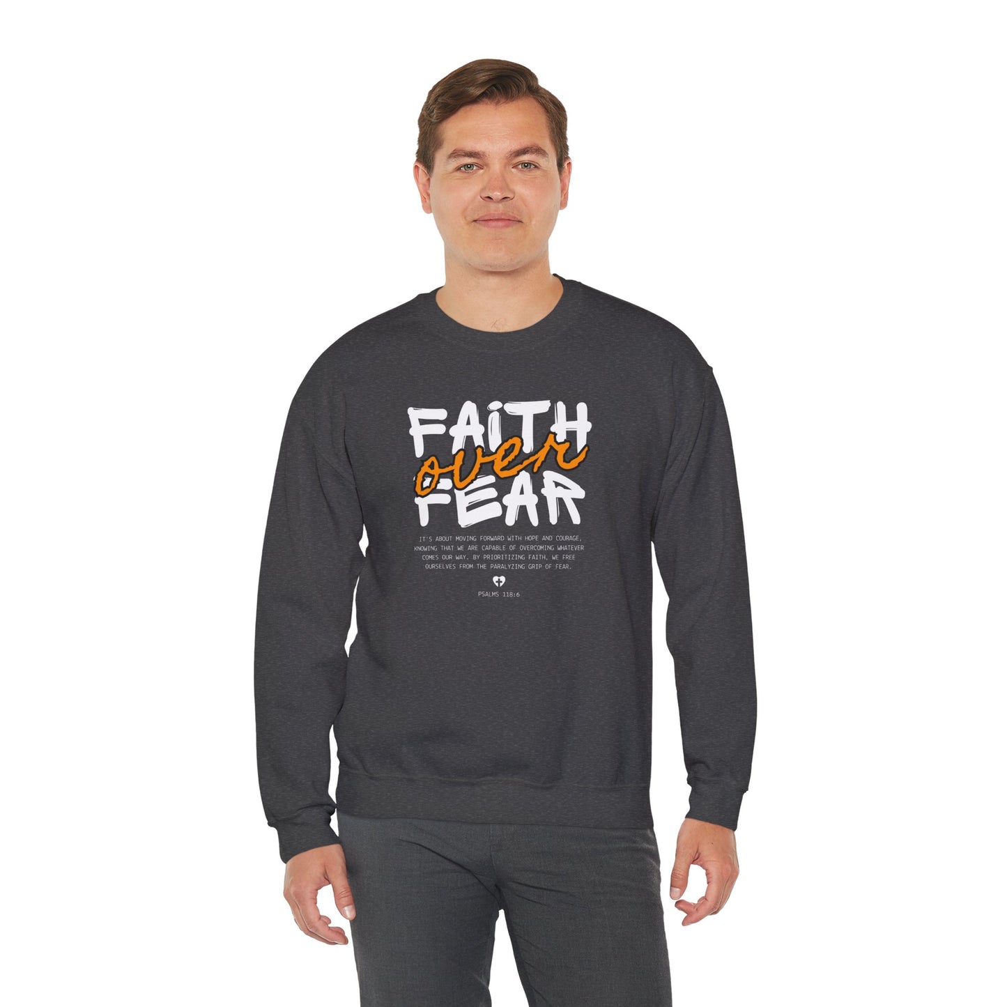 Faith Inspired Faith Over Fear Christian Sweatshirt, Inspirational Religious Apparel, Quality Design by My Son, Unisex Crewneck Jumper, Religious Gift,