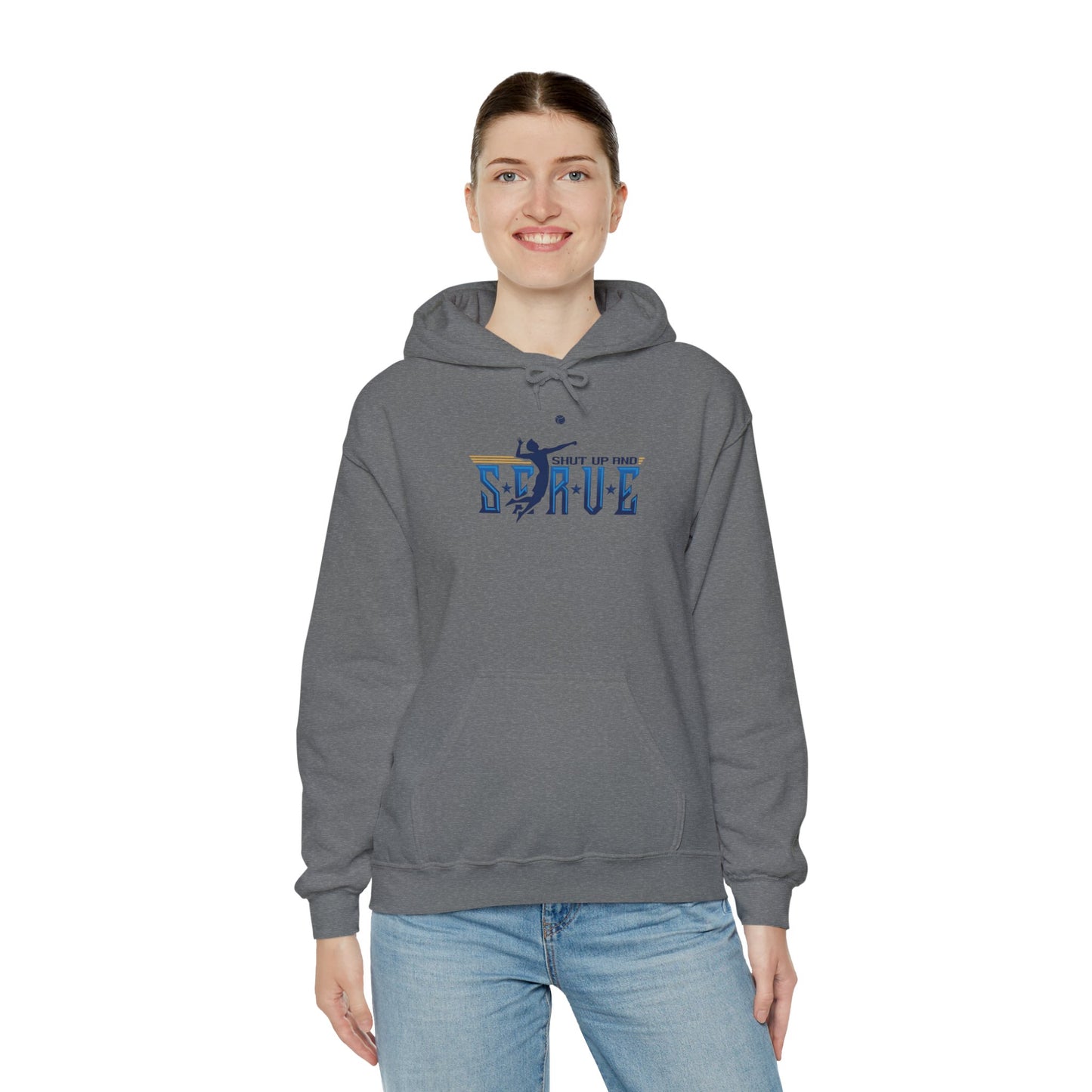 UPTIME Volleyball Hoodie with Serve Design, Unisex Sportswear, Perfect Gift for Athletes, Workout Gear, Cool Casual Wear, Back to School