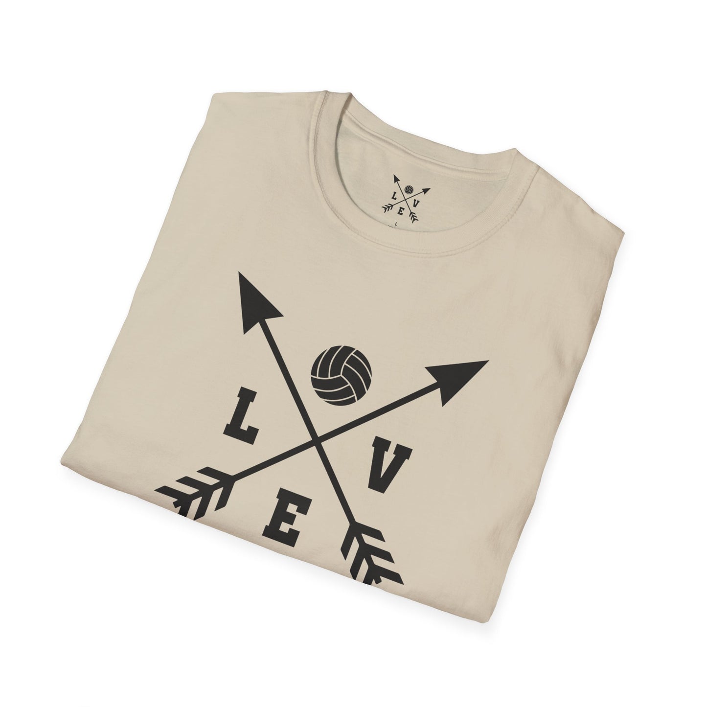 Love Volleyball Unisex T-Shirt | Sporty Tee, Gift for Athletes, Casual Wear, Heart and Arrow Design, Game Day Shirt