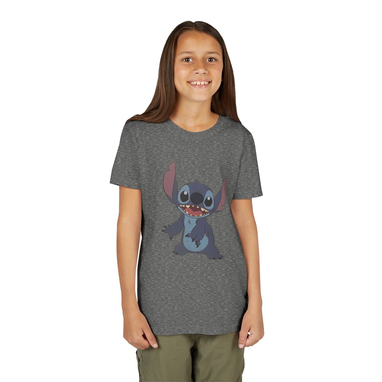 Kids Short Sleeve Tee with Stitch, Cute Kids Tee, Fun Gift for Boys & Girls, Birthday Gift, Summer Wear, Kids' Fashion