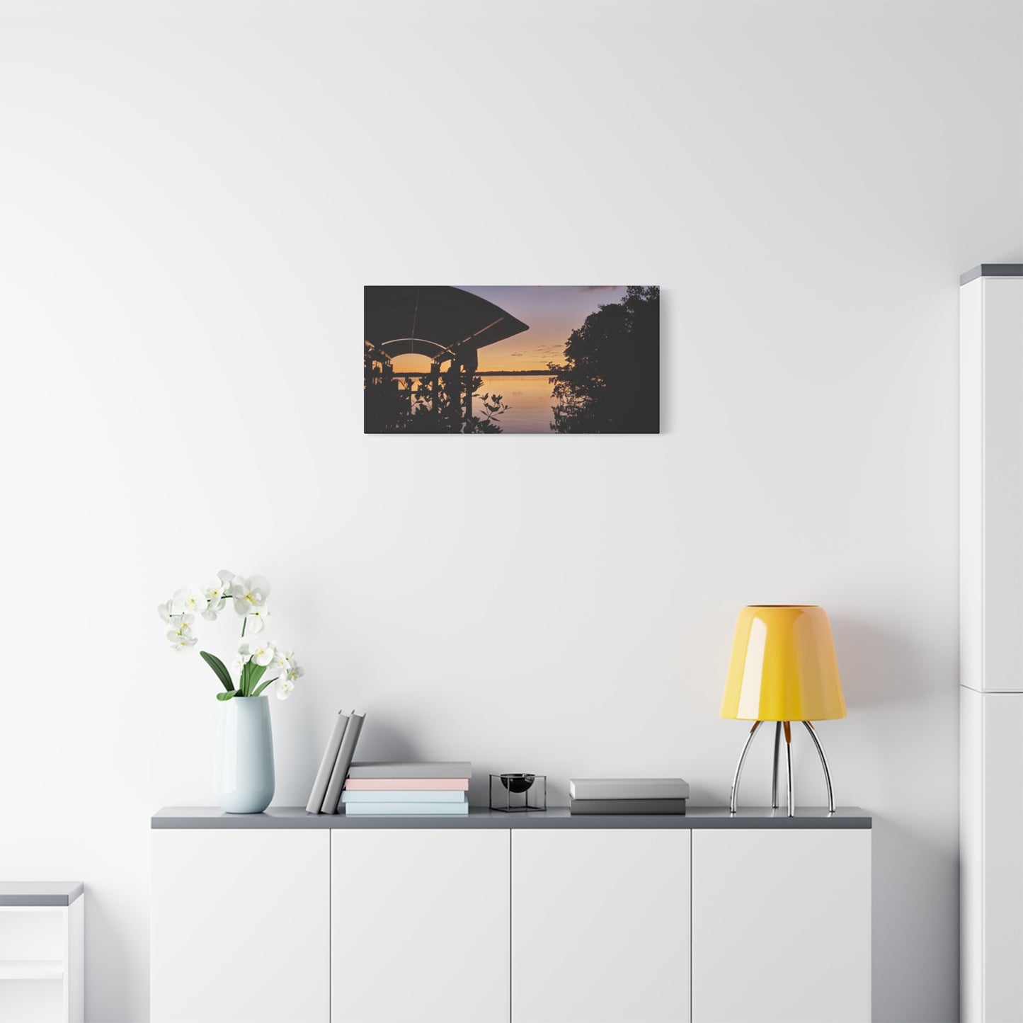 Serene and Vibrant Sunset on the River - Canvas Wal Art