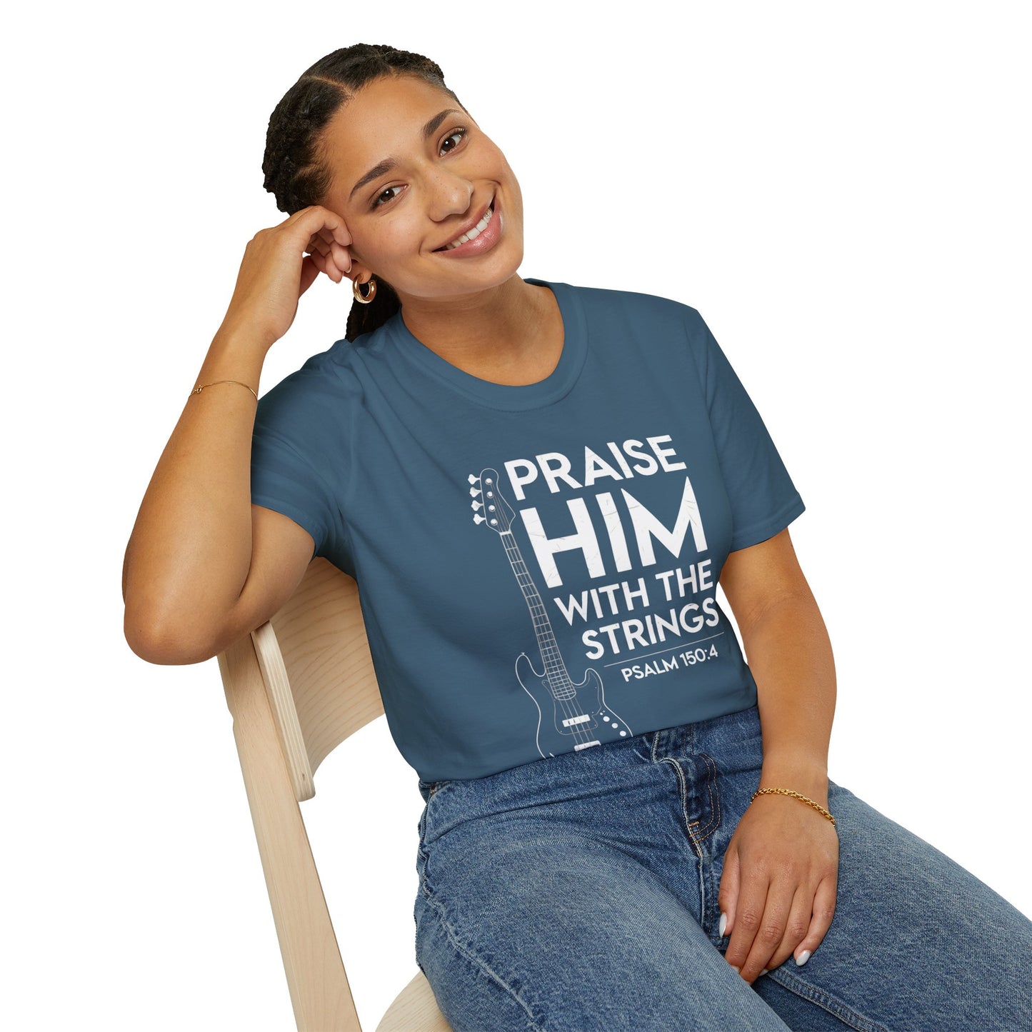 Faith Inspired Guitar T-Shirt - Praise Hime With The Strings - Psalm 150:4