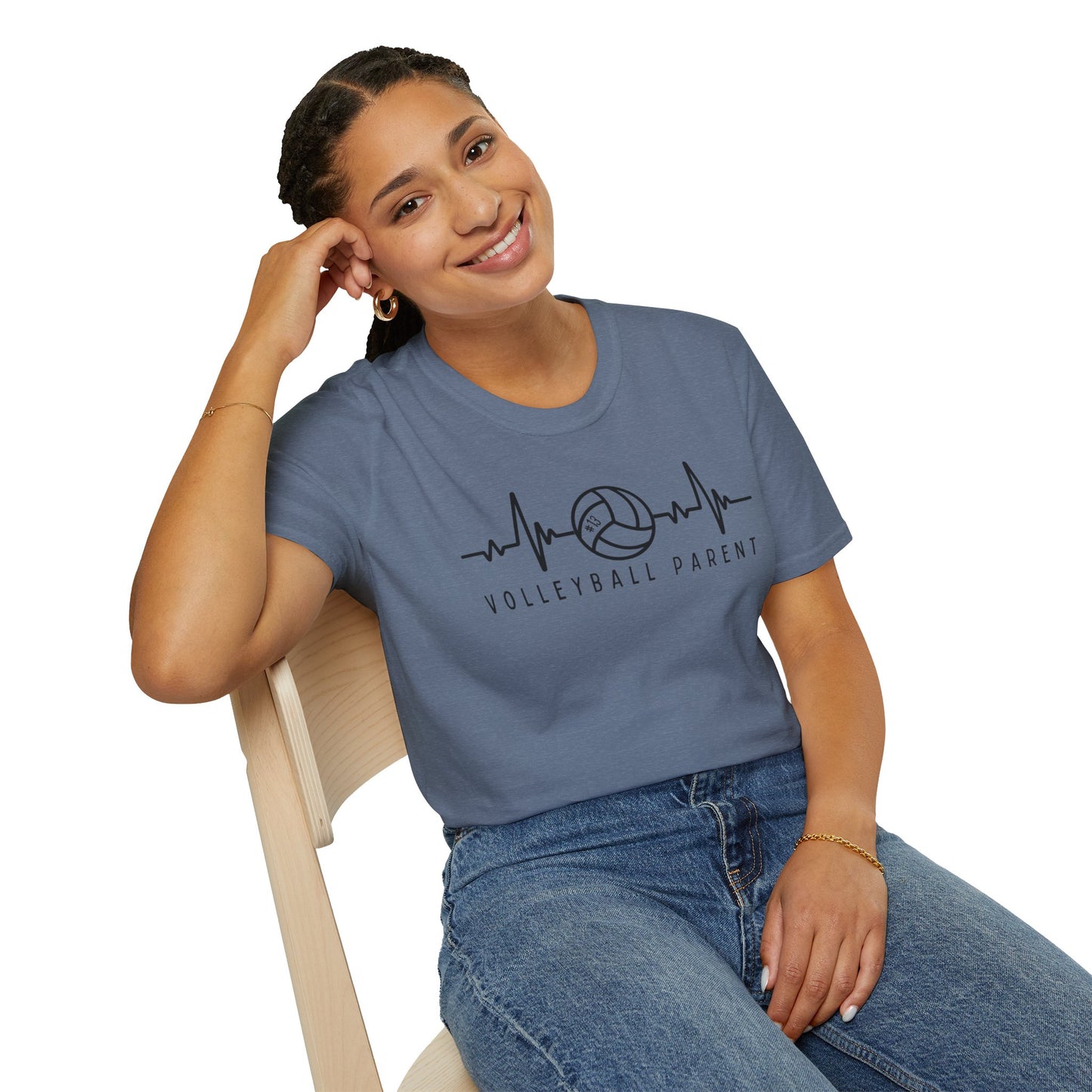 Volleyball Parent Heartbeat T-Shirt Soft Cotton Tee Customizable for Sports Enthusiasts, Gifts for Moms & Dads, Team Spirit Apparel, Athletic Wear